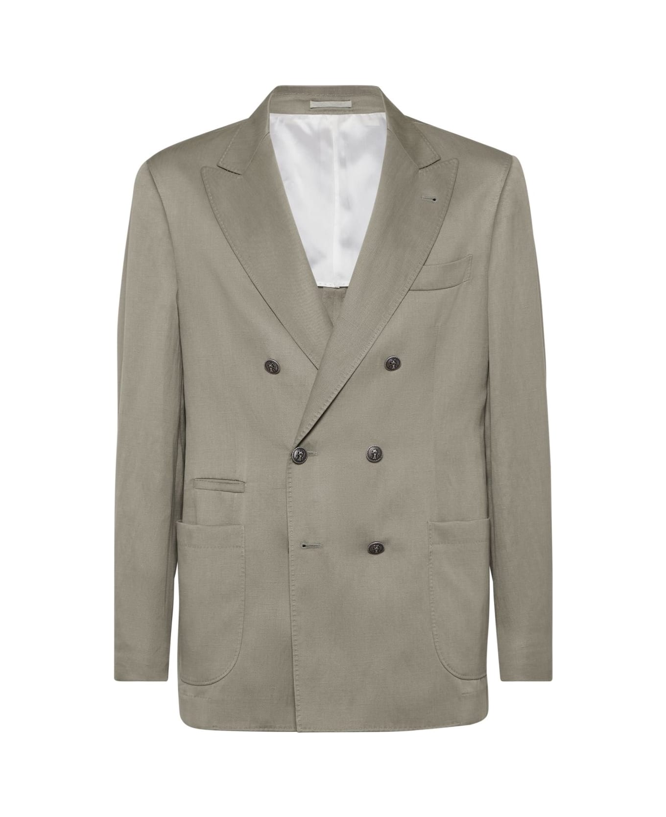 Brunello Cucinelli Silk And Linen Jacket - Kaki