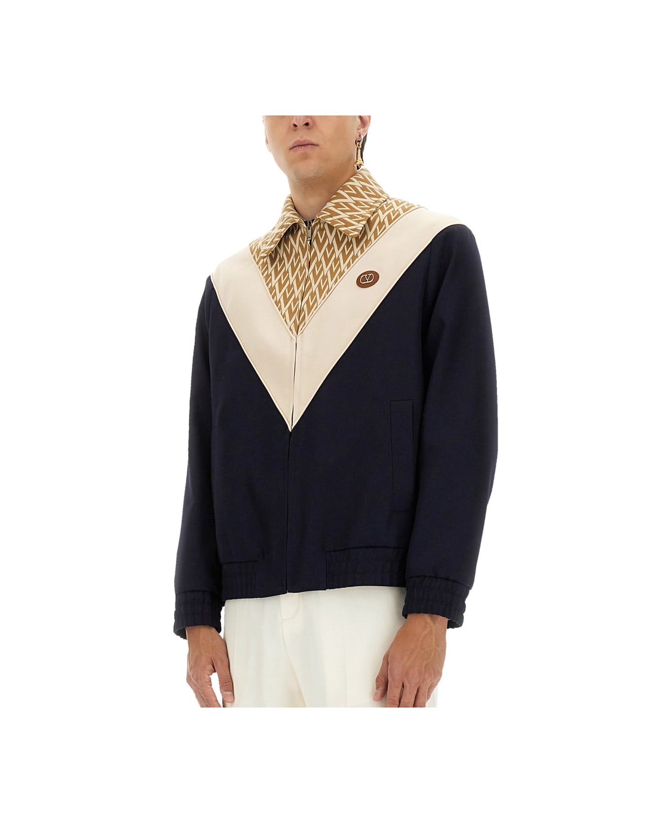 Valentino Wool Bomber Jacket With Print Toute La V - MULTICOLOUR