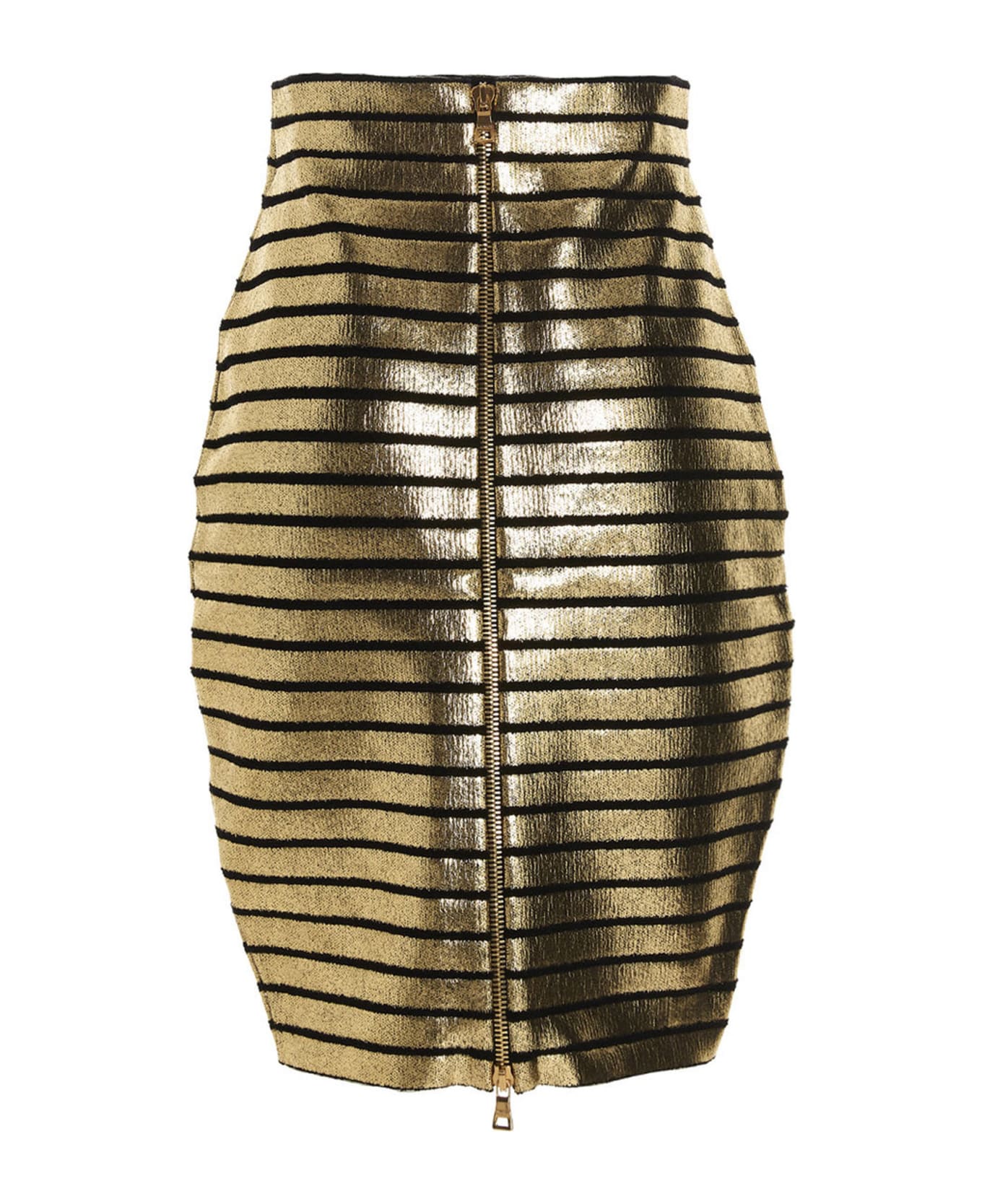 Balmain 'golden Stripe' Skirt - Gold