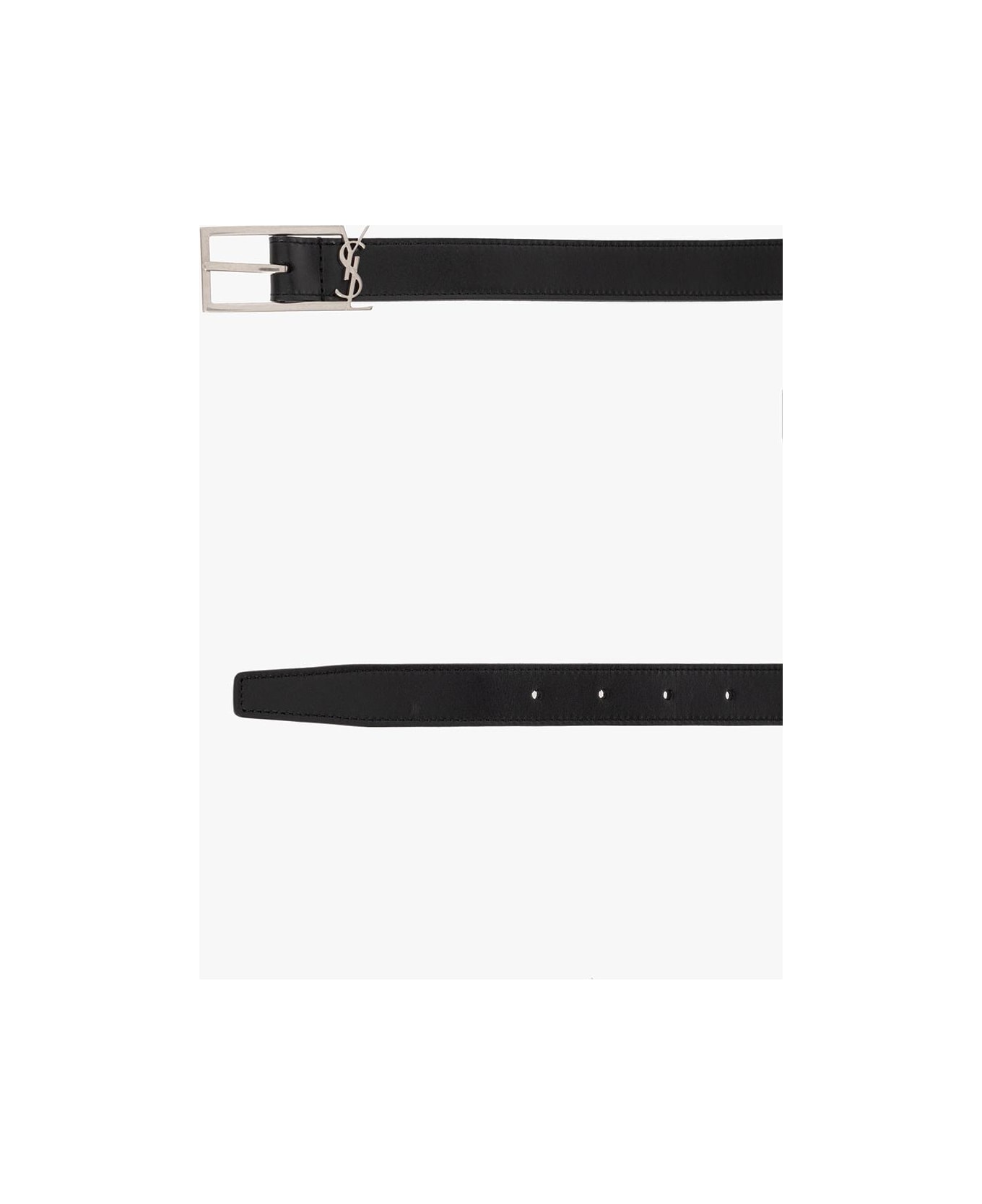 Saint Laurent Leather Belt With Logo - Black