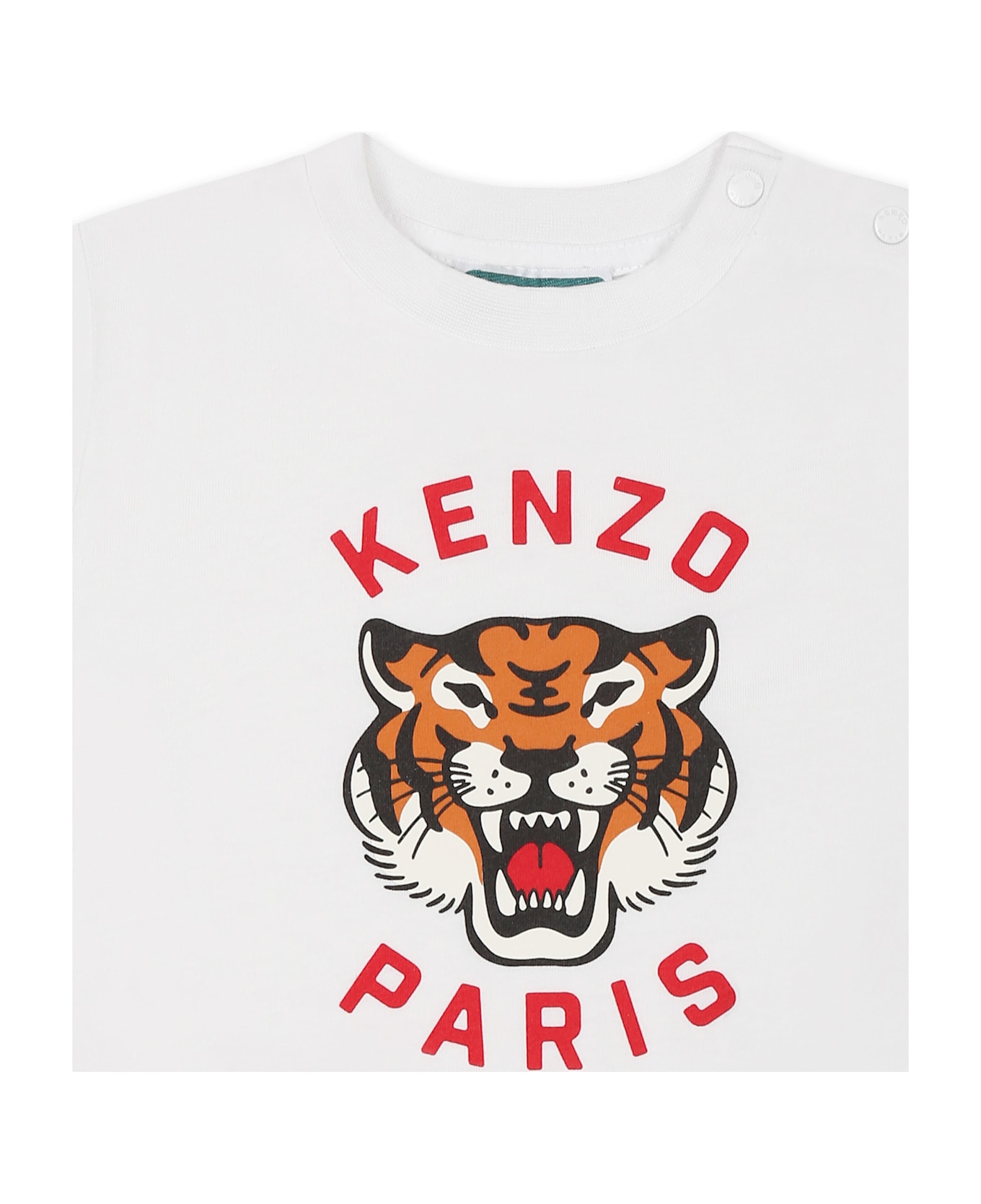 Kenzo Kids White T-shirt For Babykids With Tiger And Logo - White