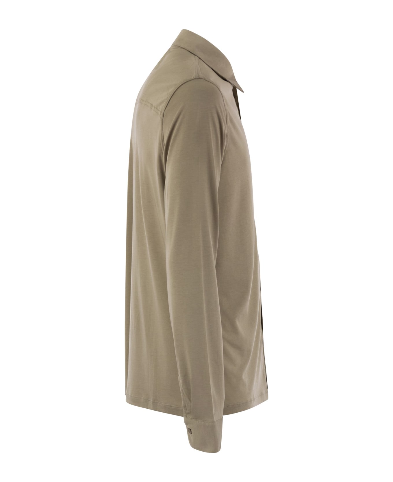 Majestic Filatures Long-sleeved Shirt In Lyocell And Cotton - Sand