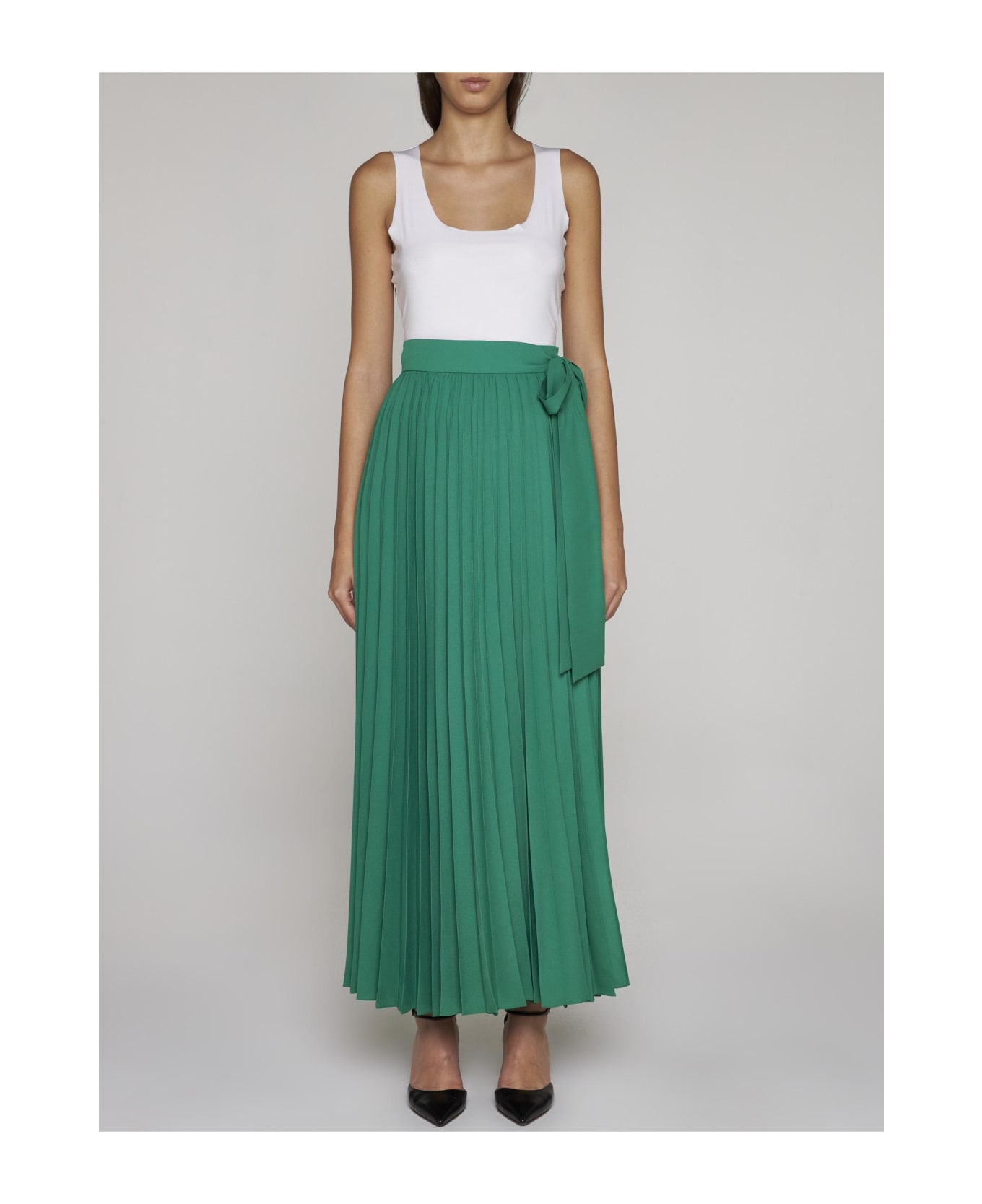 Parosh Palmer Pleated Maxi Skirt - Verde