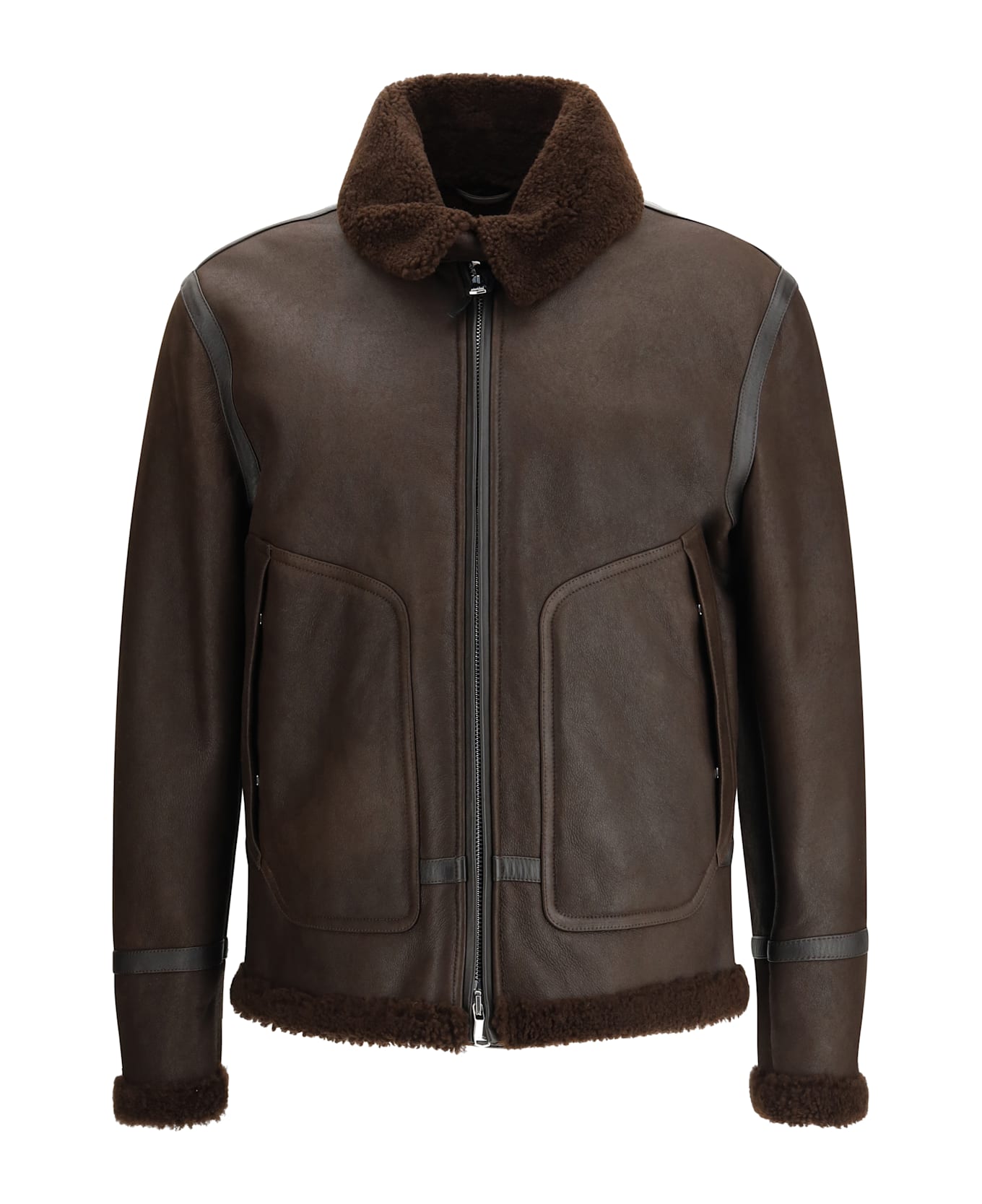 Valstar Coburn Aviator Jacket In Waxed Suede Shearling ジャケット