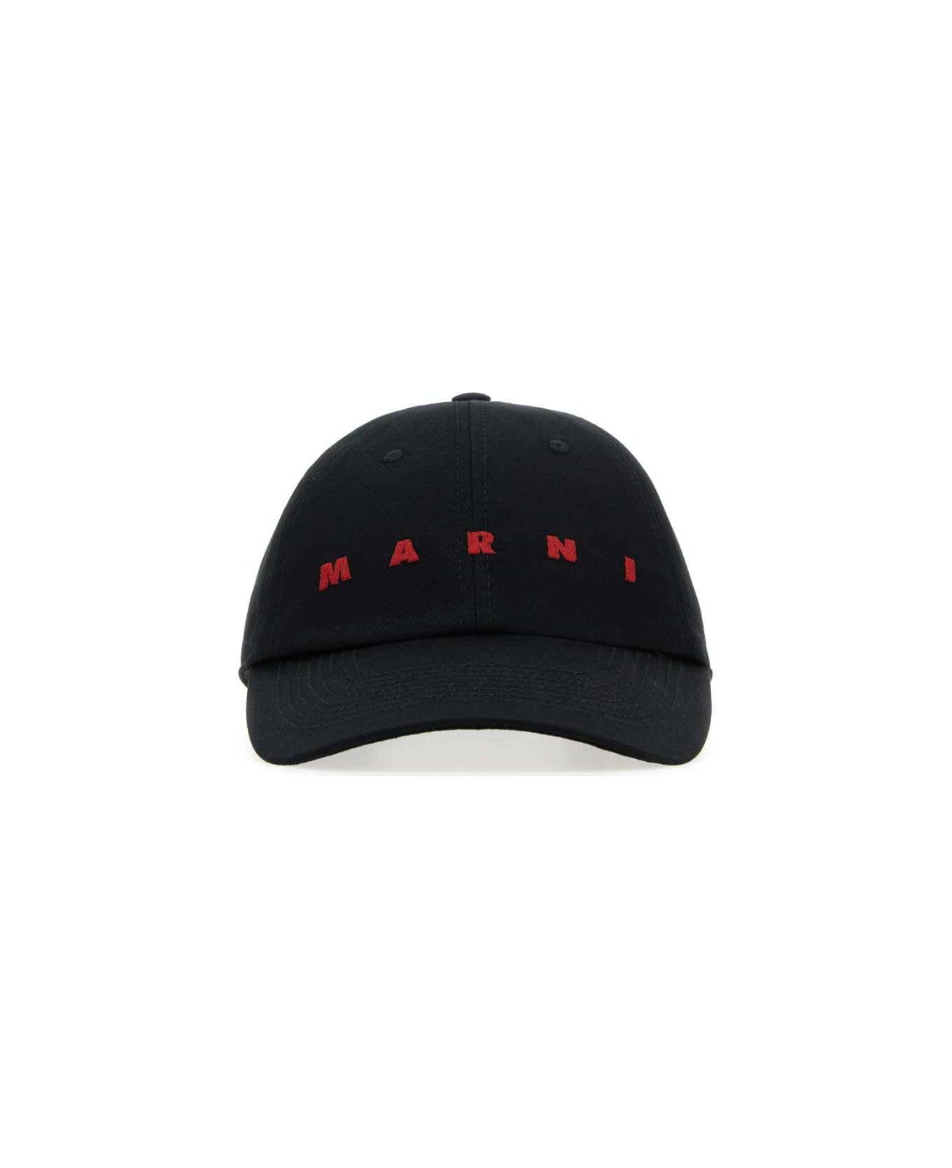 Marni Black Cotton Baseball Hat - BLACK
