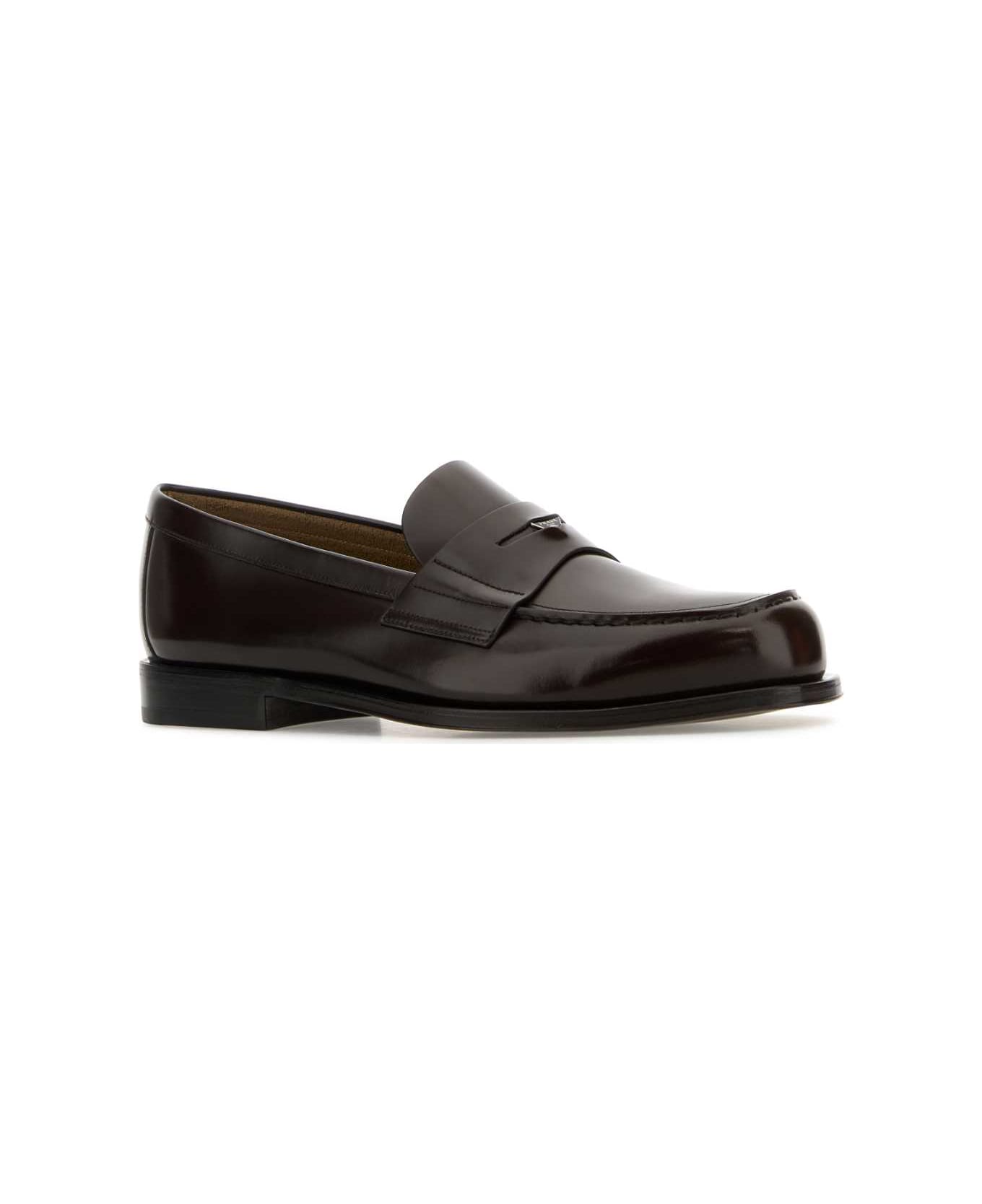 Prada Chocolate Leather Loafers - BRUCIATO