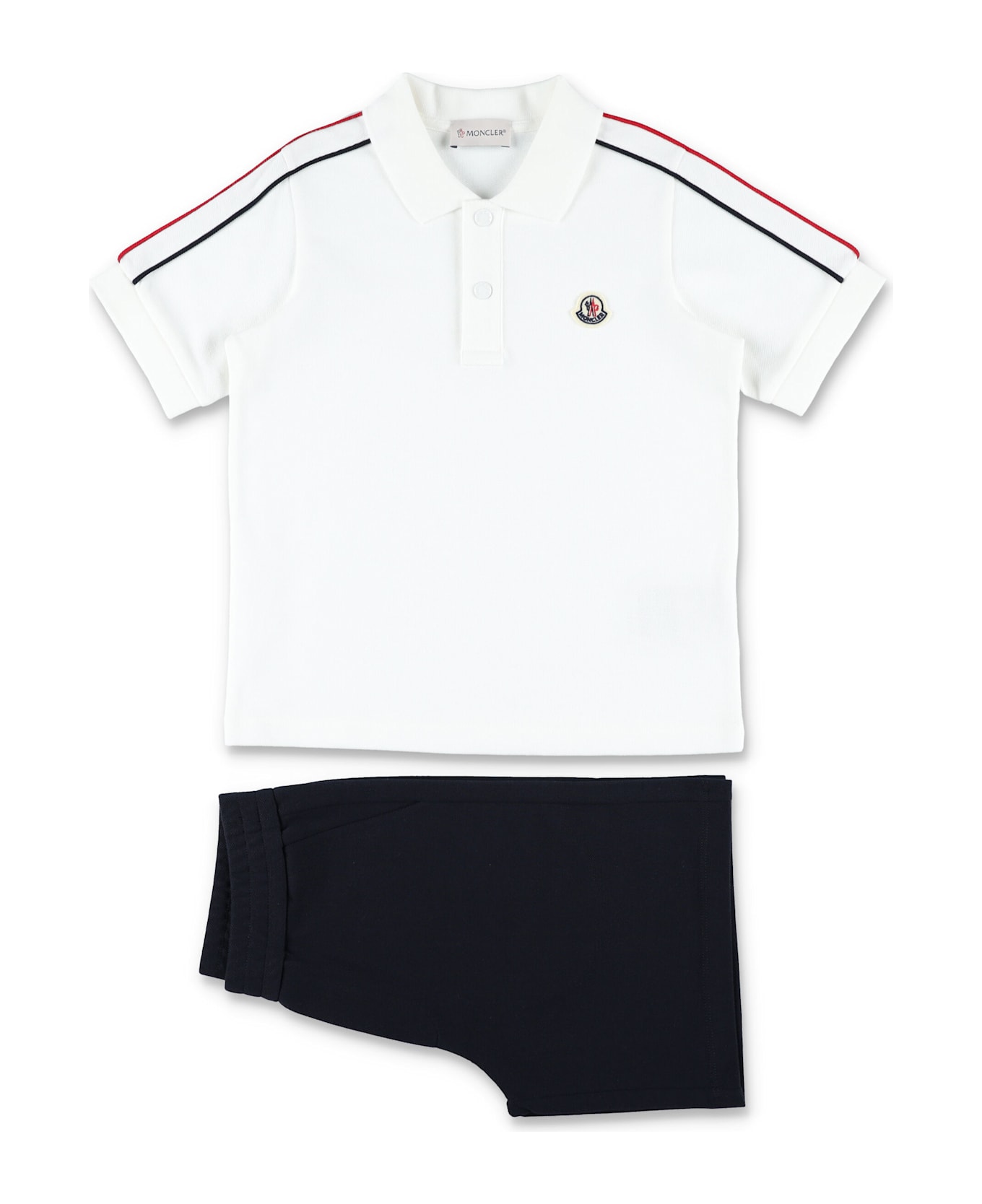 Moncler Kid - Tricolour-trimmed Cotton Piquet Set - WHITE