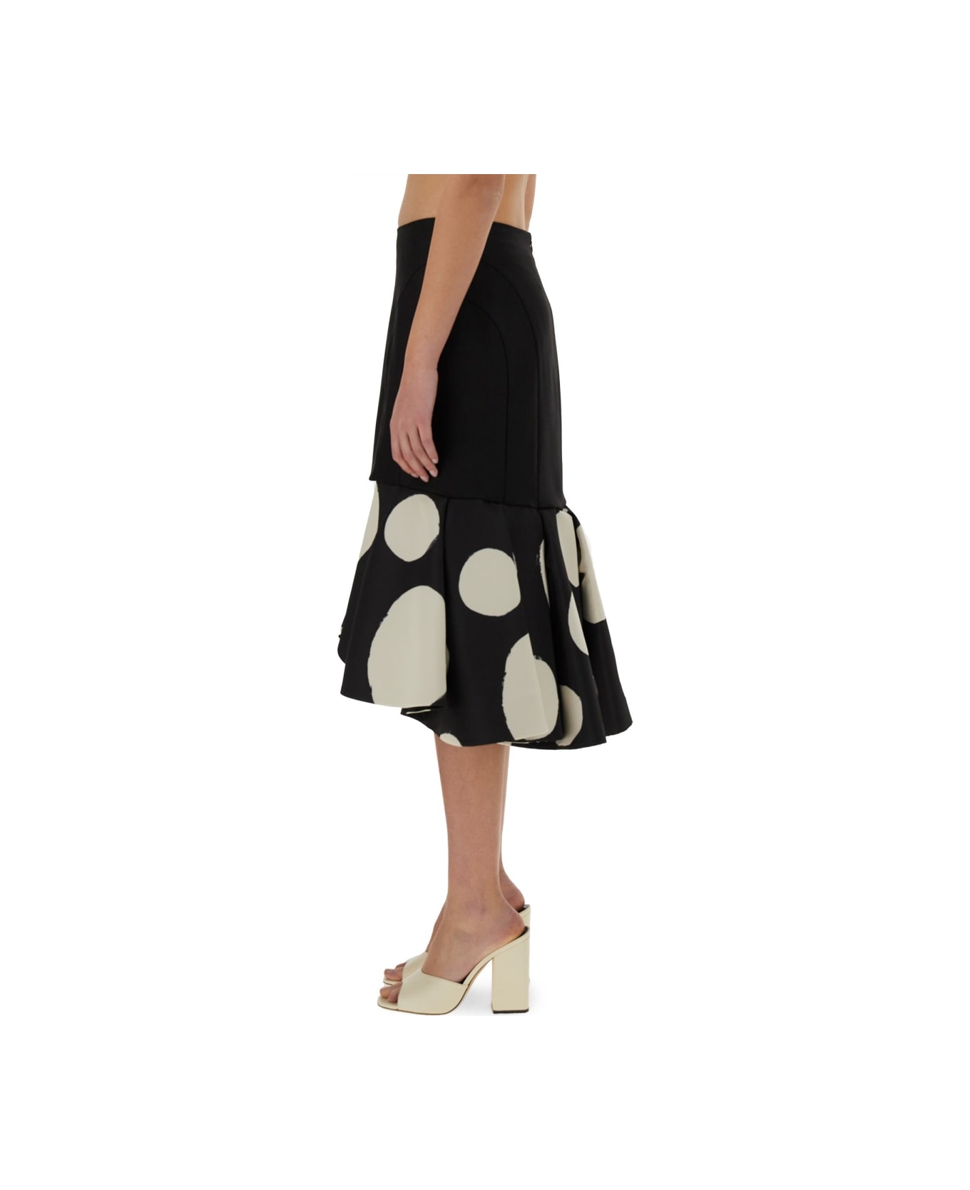 Nina Ricci Midi Skirt With Double Ruffles - BLACK スカート