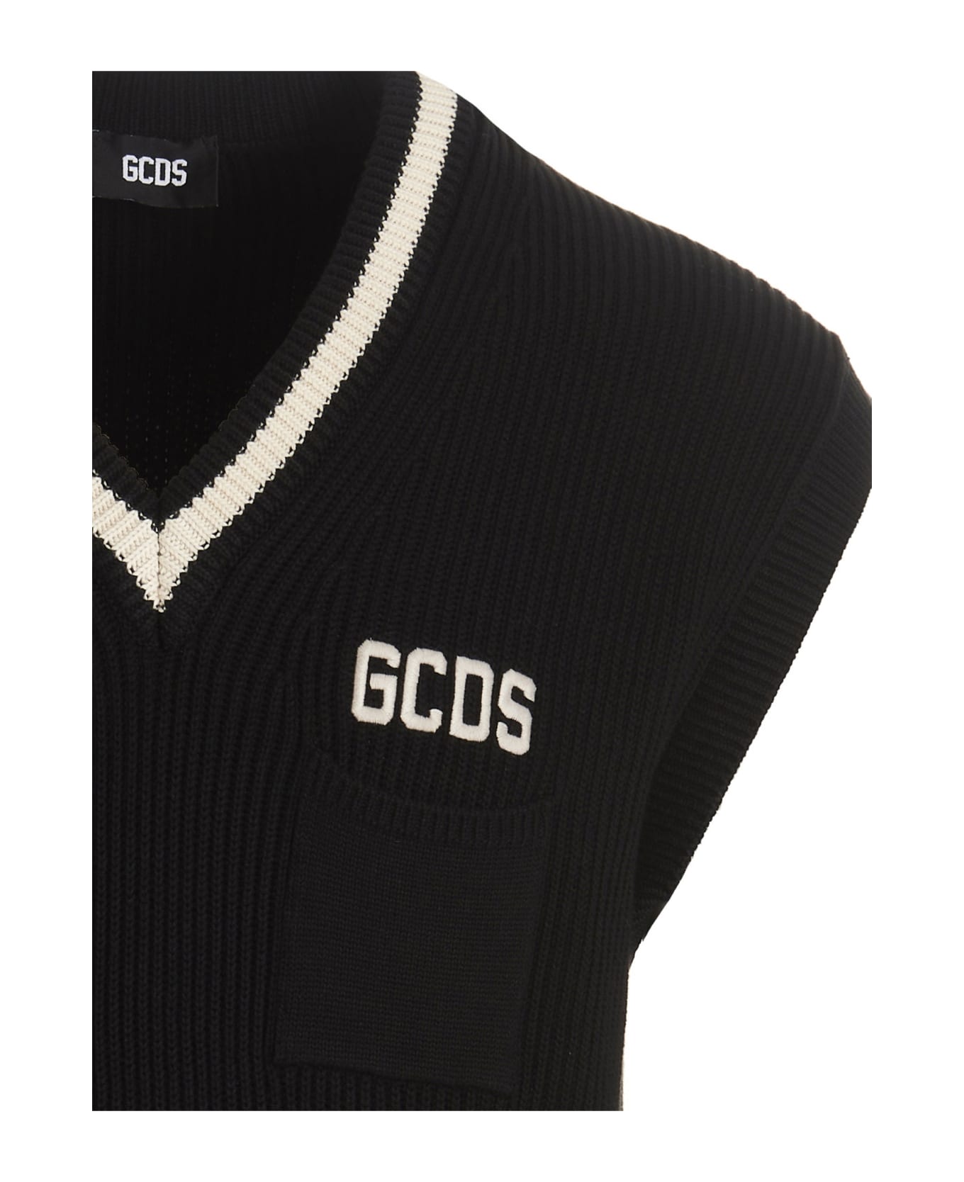 GCDS 'gcds Low Band' Waistcoat - Black  
