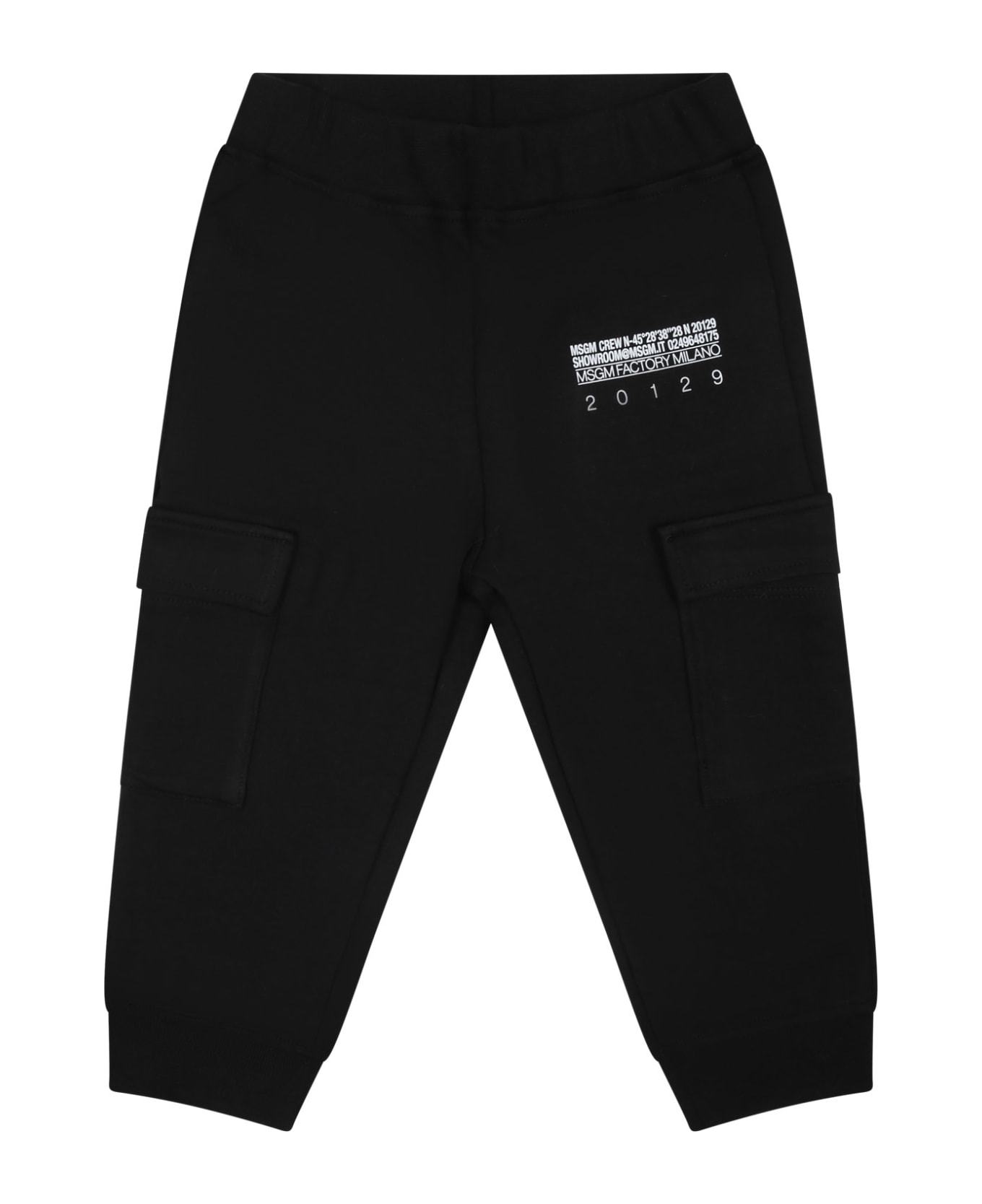 MSGM Black Trousers For Baby Boy With Logo - Black