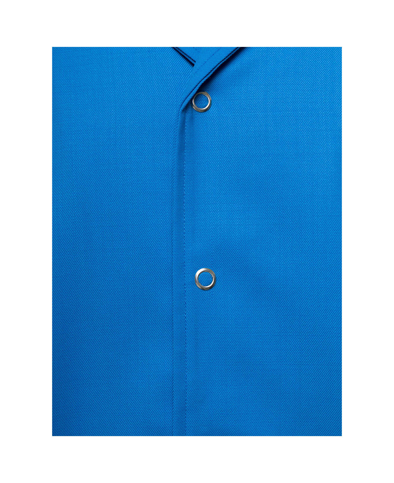 Bonsai Blue Short Sleeved Bowling Shirt In Stretch Wool Man - Light blue