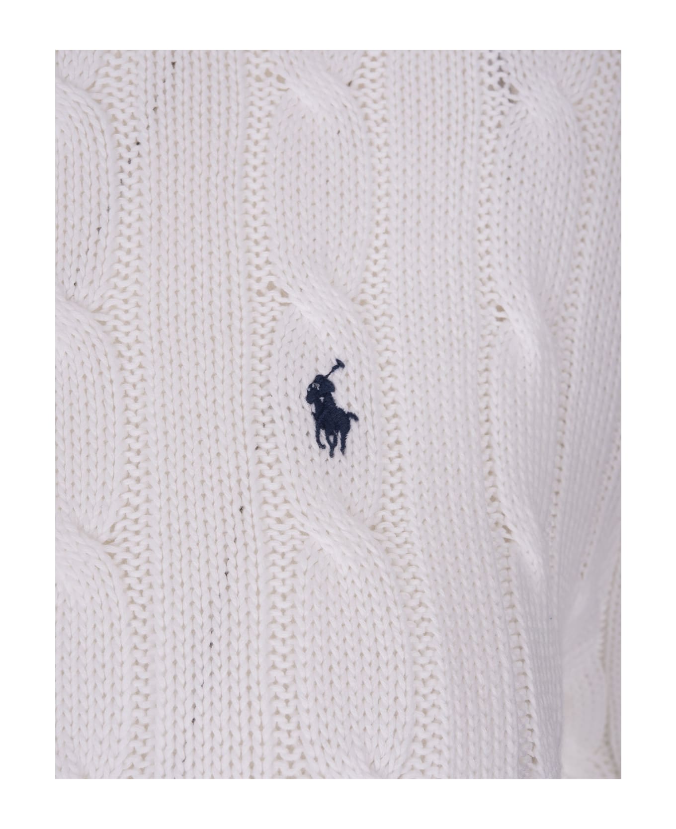 Ralph Lauren Crew Neck Sweater In White Braided Knit - White ニットウェア