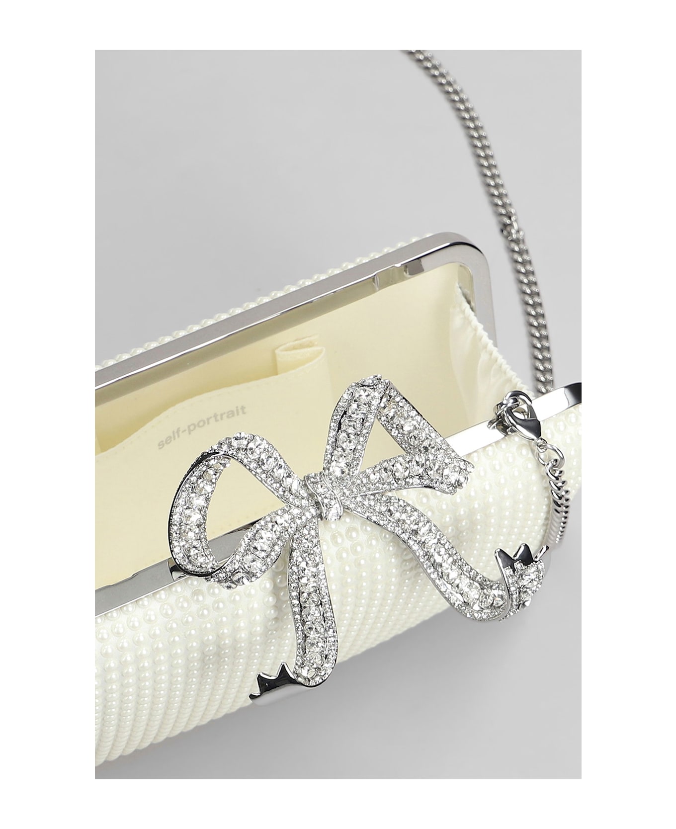 self-portrait Clutch In White Polyester - white