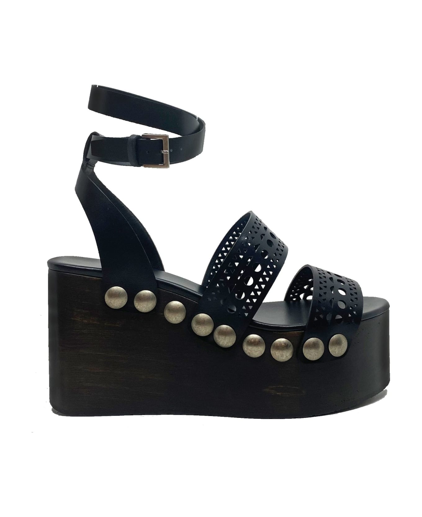 Alaia Wedge Sandals - Black