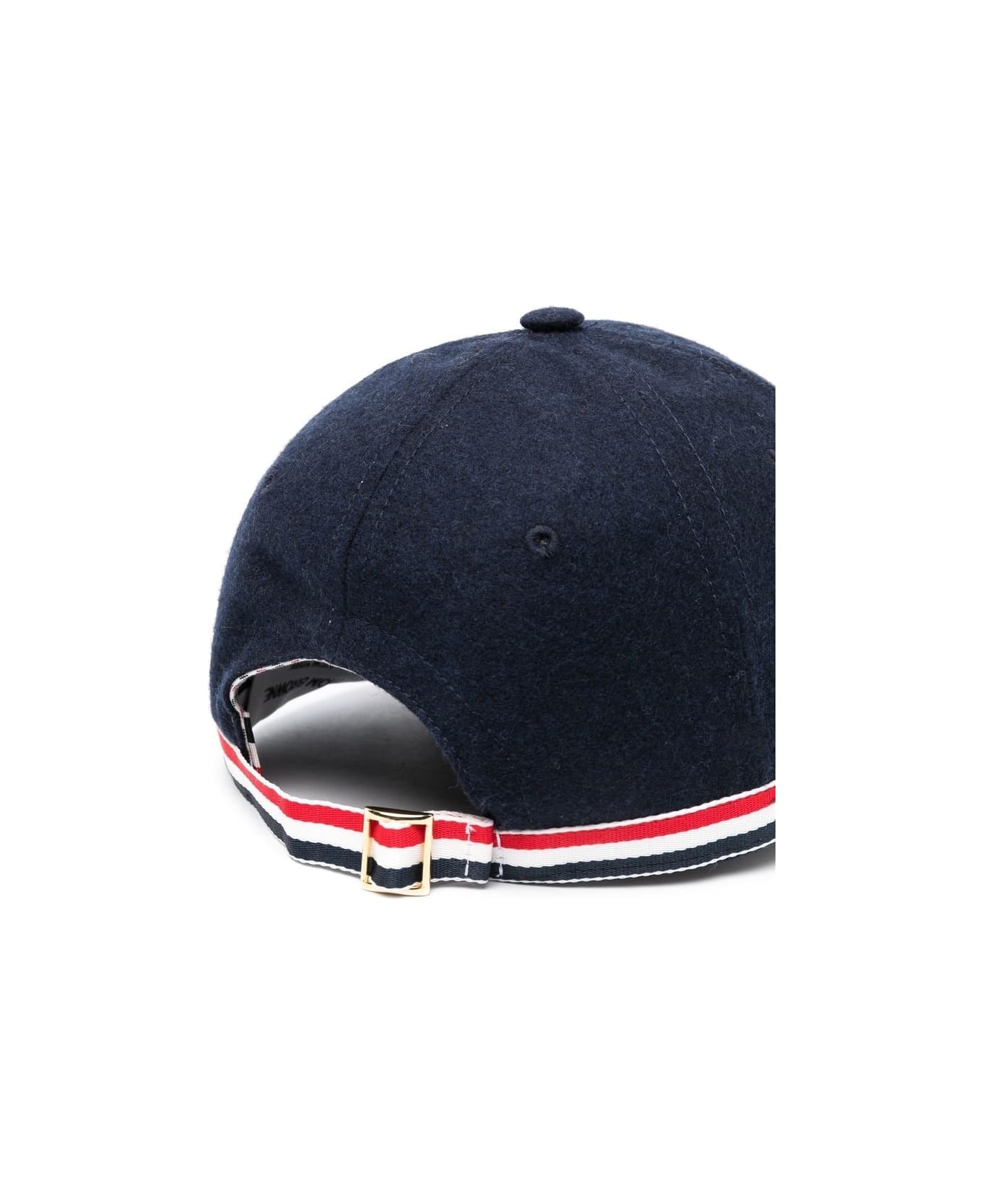 Thom Browne Gg Bow Baseball Cap In Wool Flannel - Navy