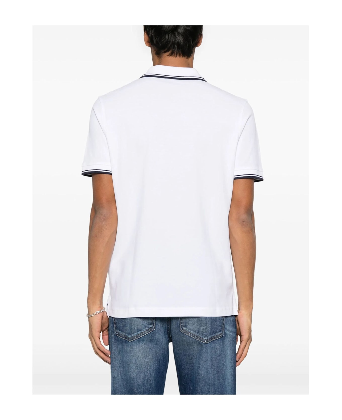 Fay White Cotton Pique Polo Shirt - White