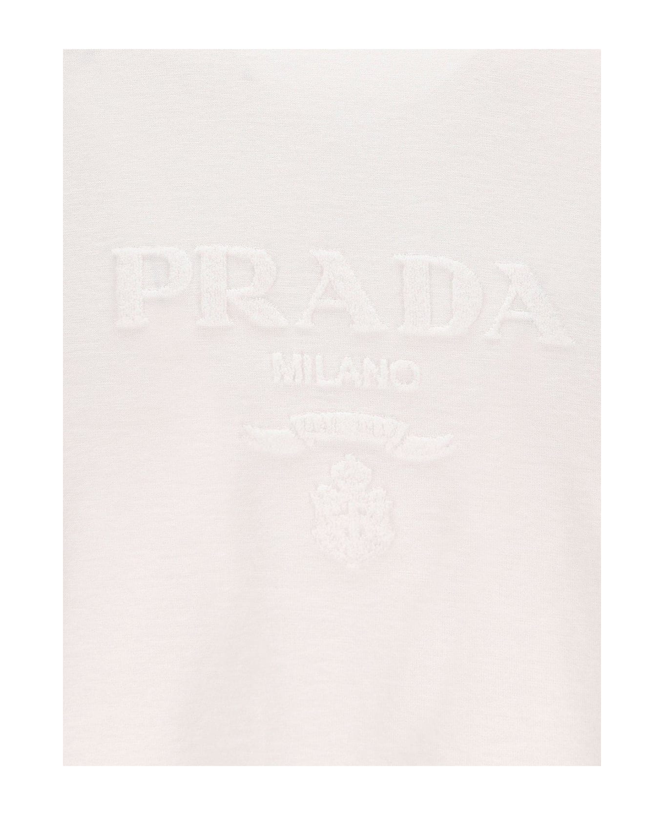 Prada Logo-detailed Crewneck T-shirt - Bianco