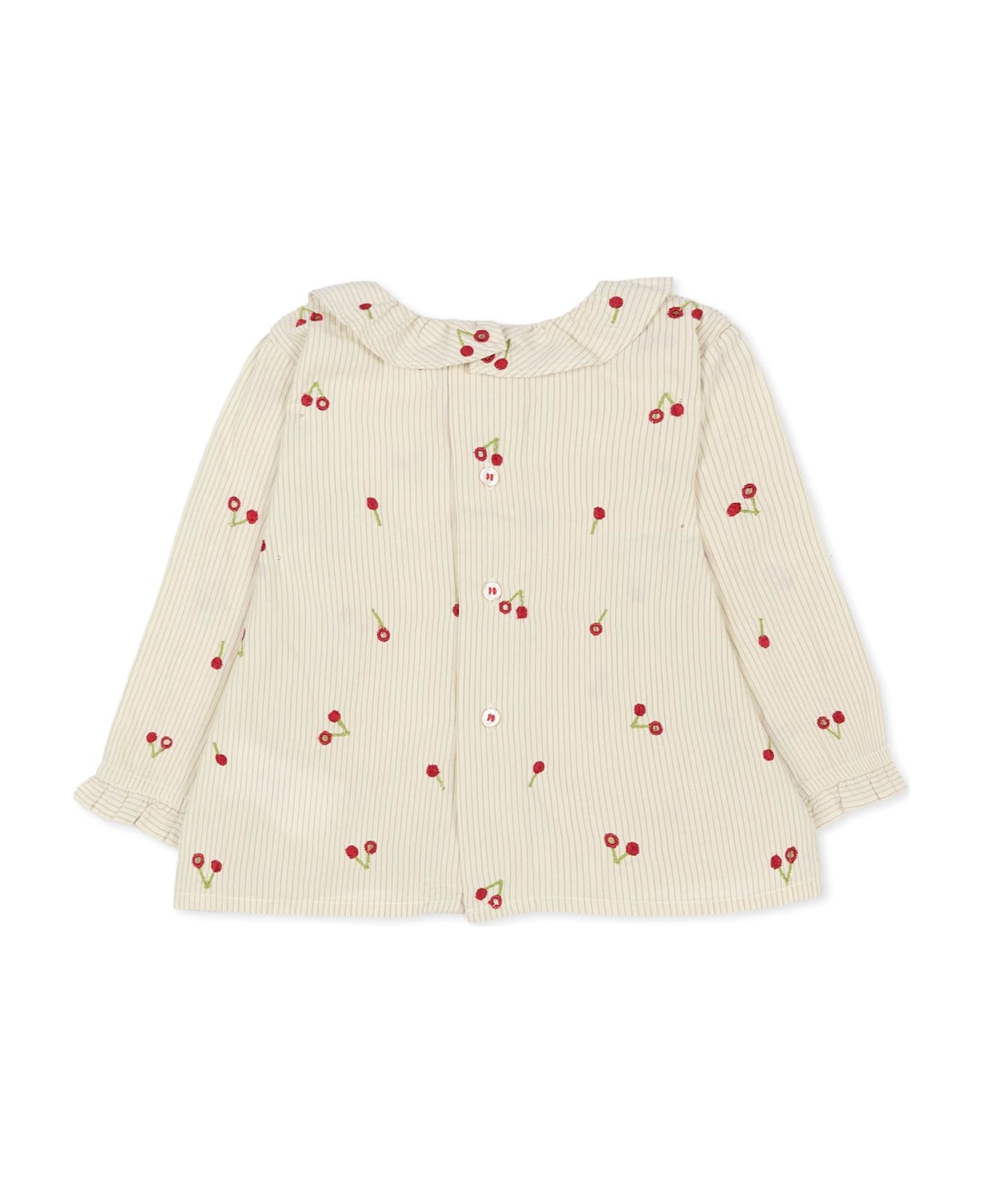 Bonpoint Ivory Shirt For Baby Girl With Cherries - Ivory