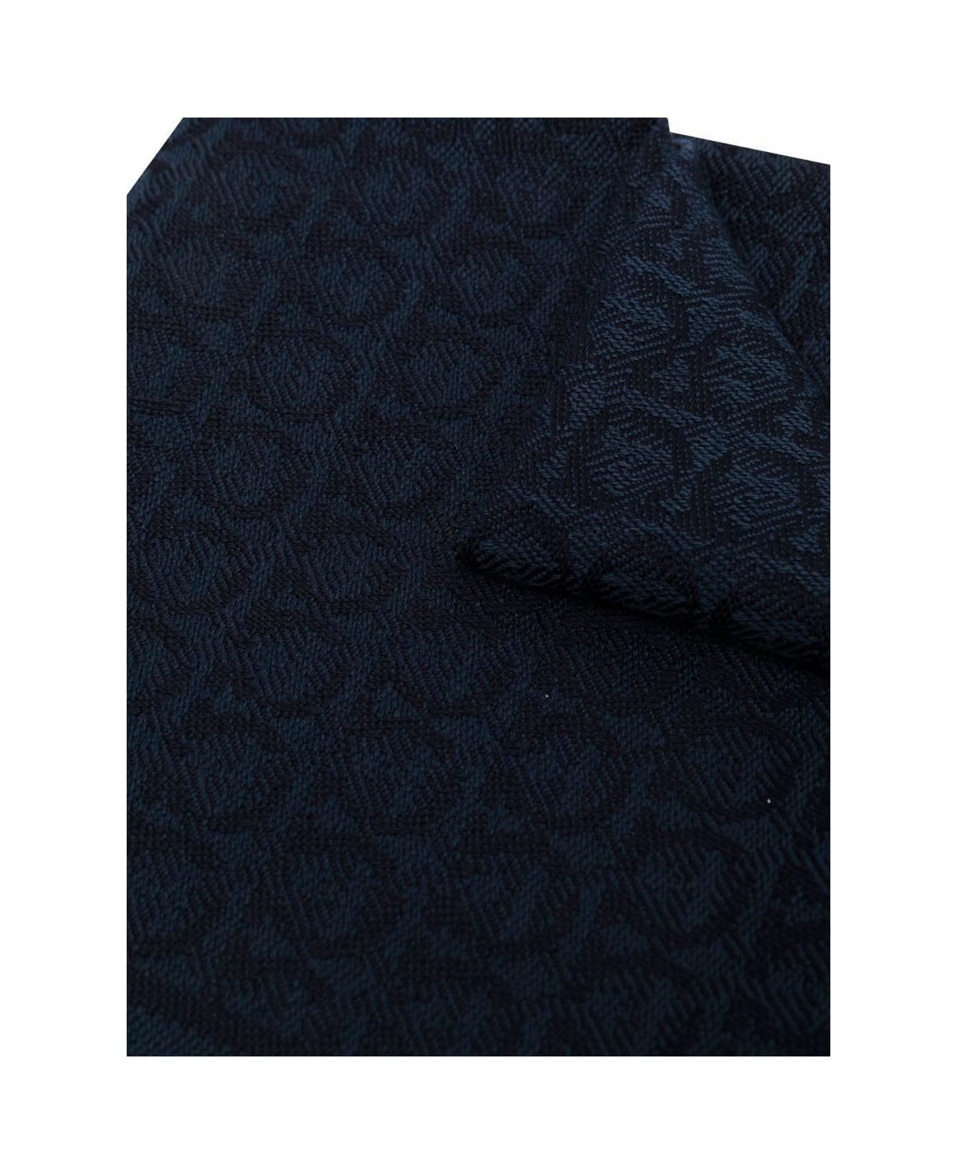 Ferragamo All-over Patterned Fringed Edge Scarf - Blue スカーフ＆ストール