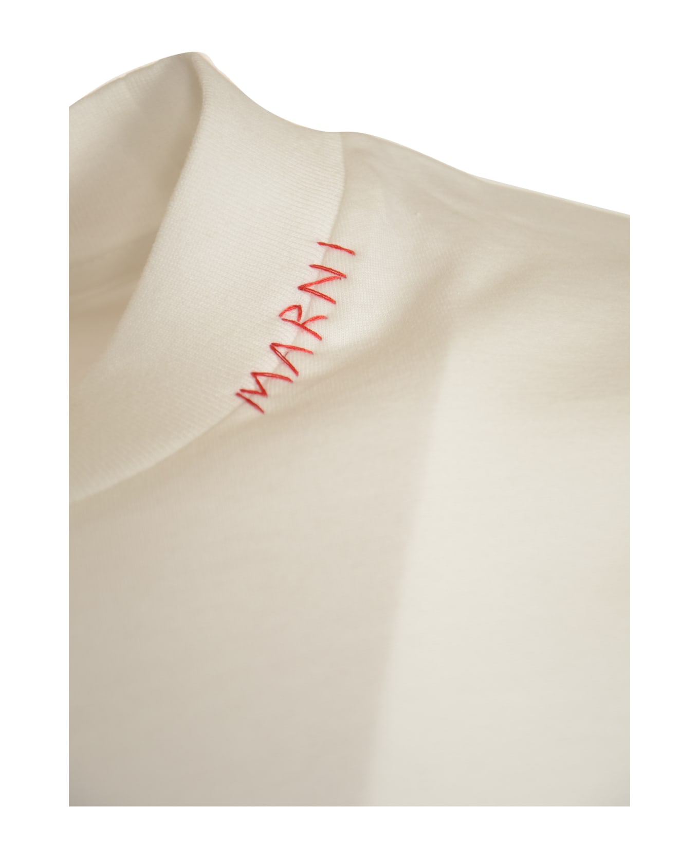 Marni Round Neck Cropped T-shirt - Lily White