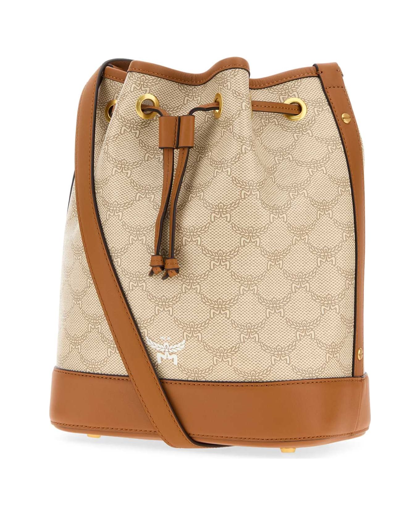MCM Printed Canvas Medium Himmel Bucket Bag - SS24OATMEAL
