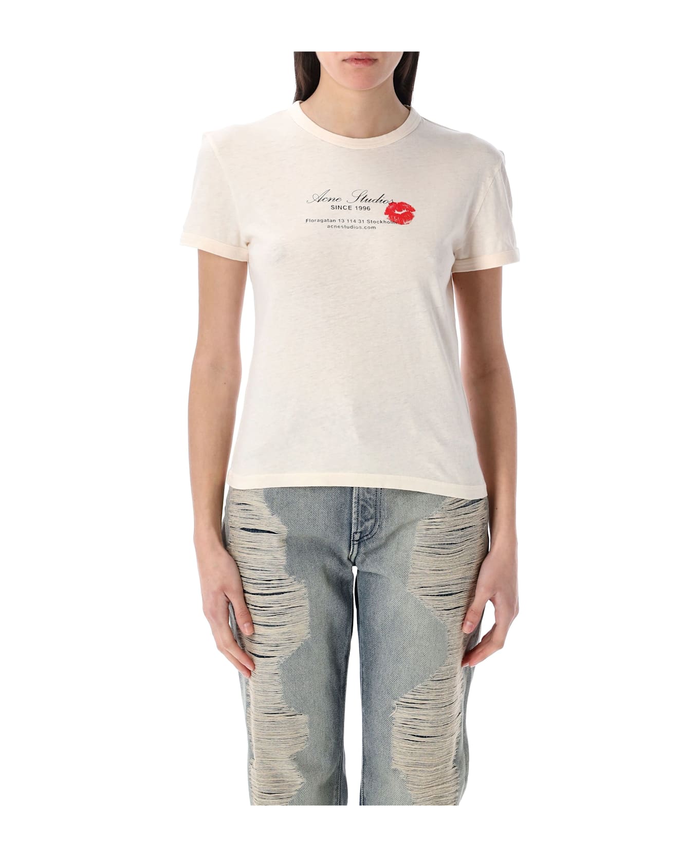 Acne Studios Logo T-shirt - PEARL GREY