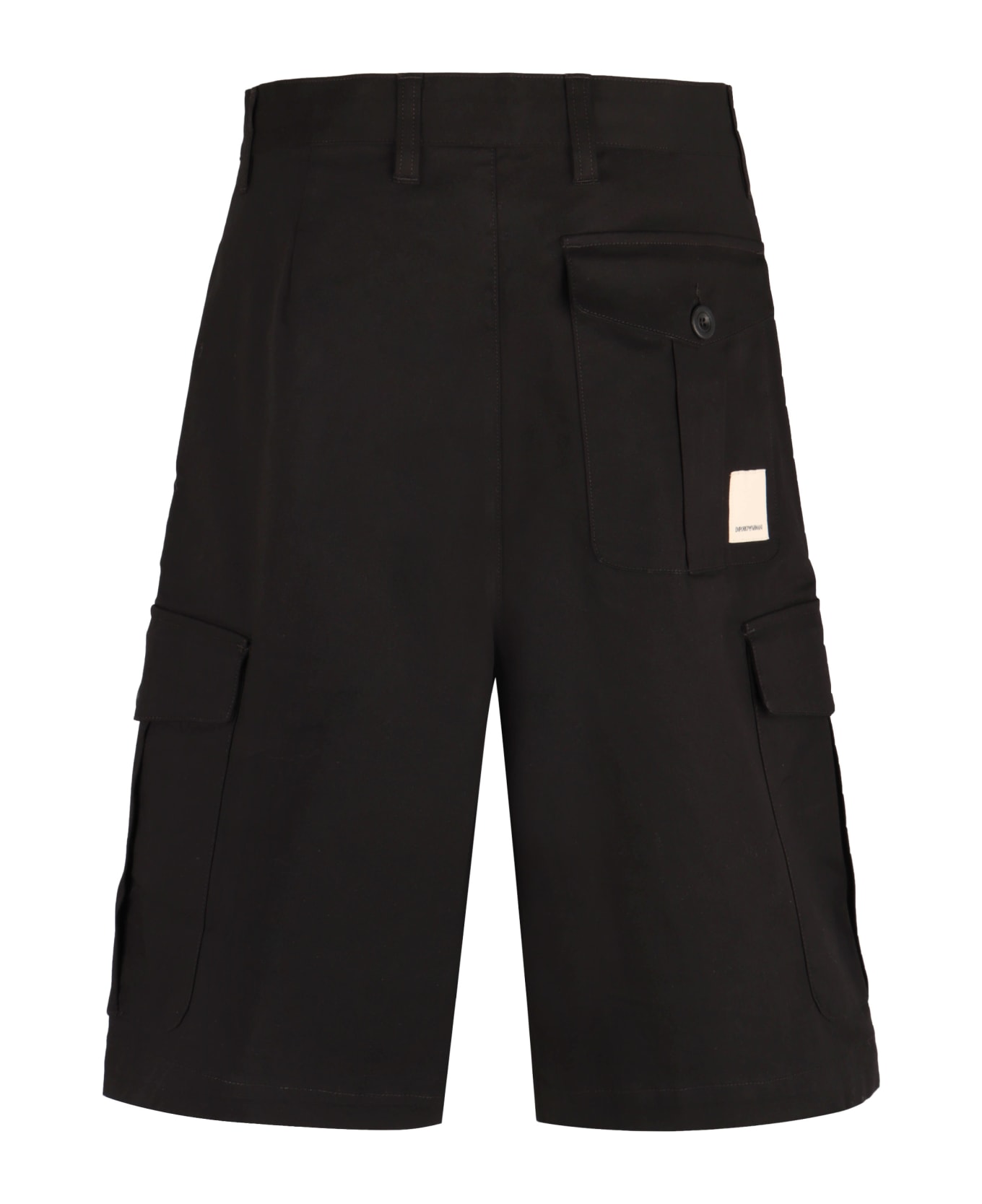 Emporio Armani Cotton Cargo Bermuda Shorts - black