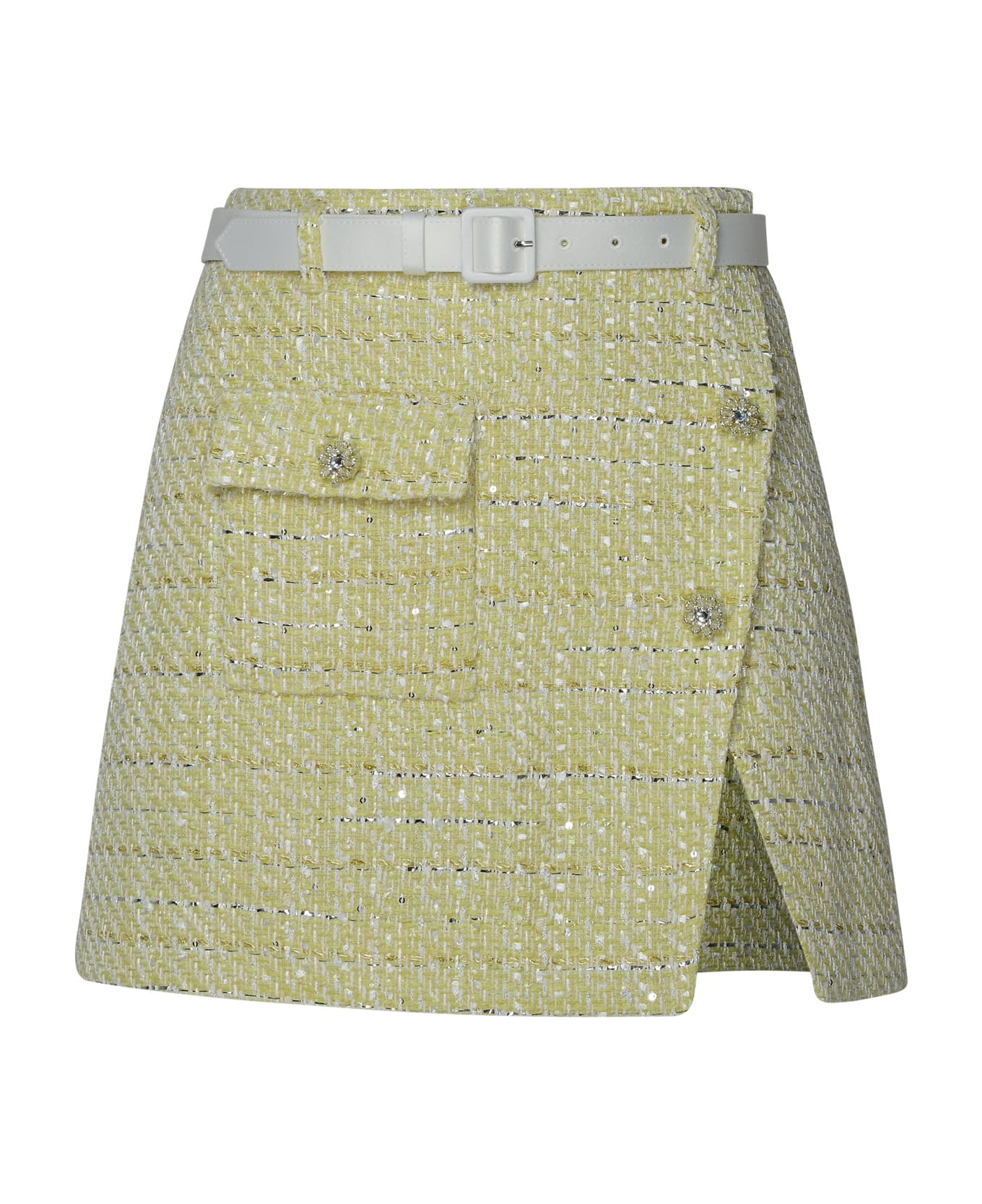 self-portrait Bouclè Miniskirt In Yellow Polyester Blend - Yellow スカート