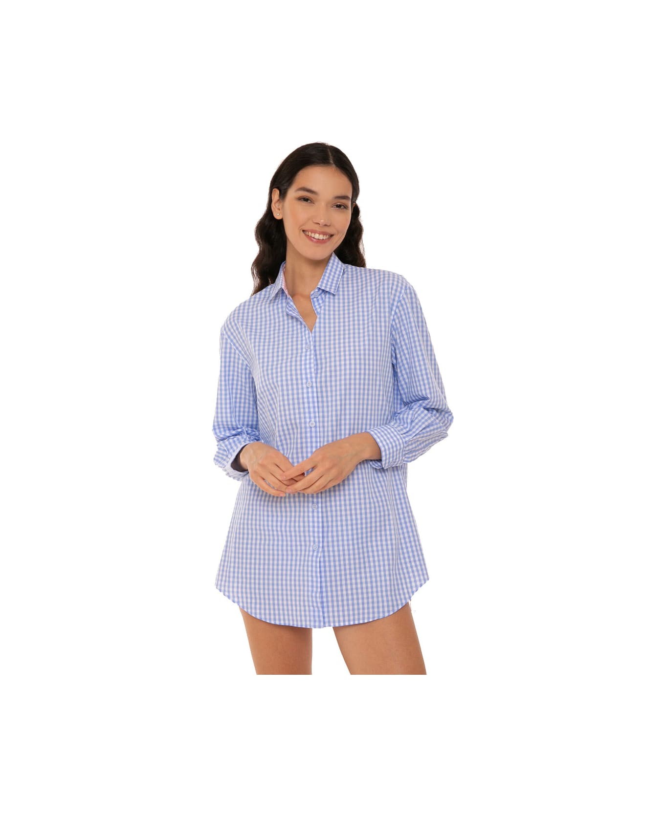 MC2 Saint Barth Gingham Shirt With St. Barth Embroidery - BLUE