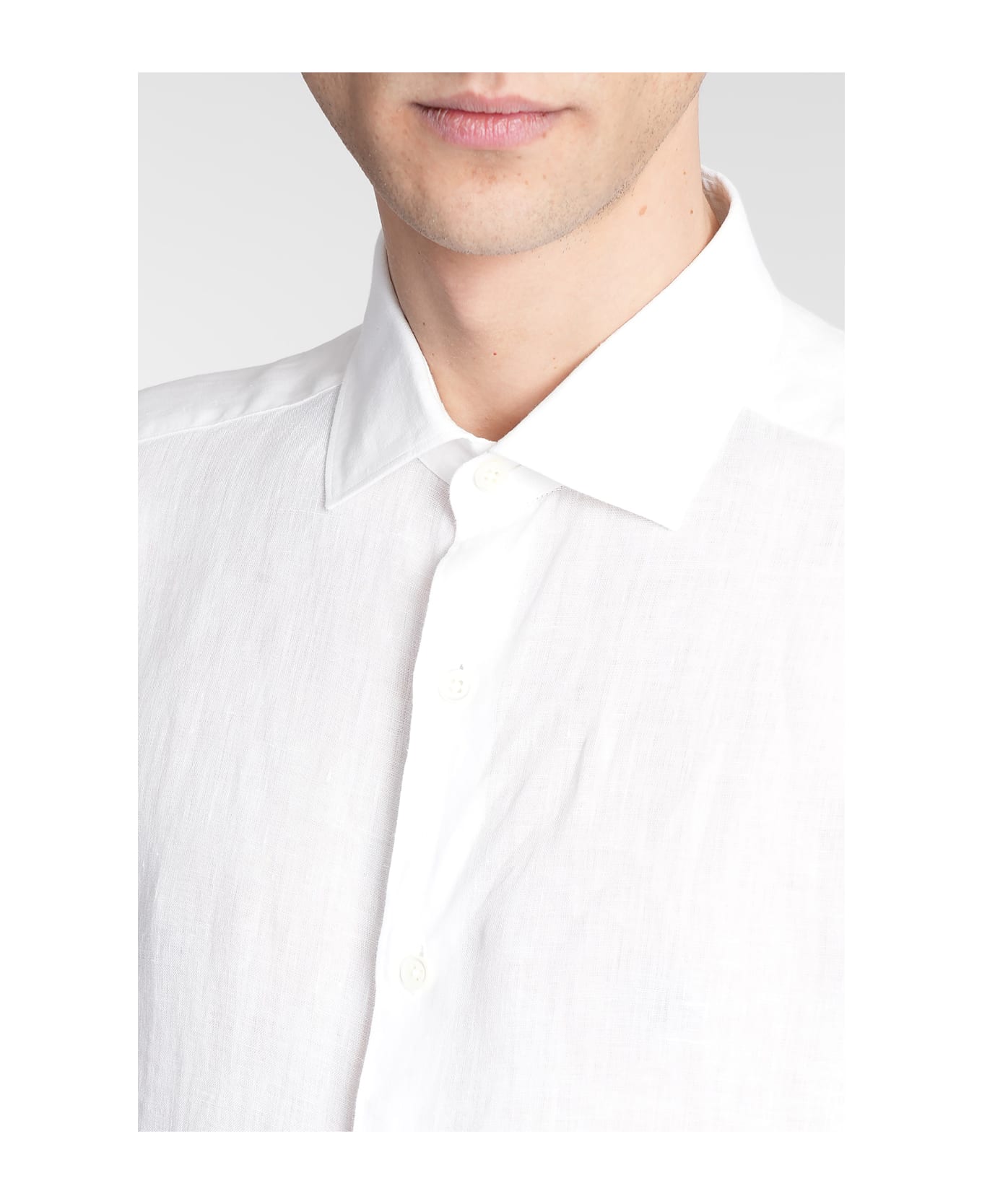 Zegna Shirt In White Linen - white