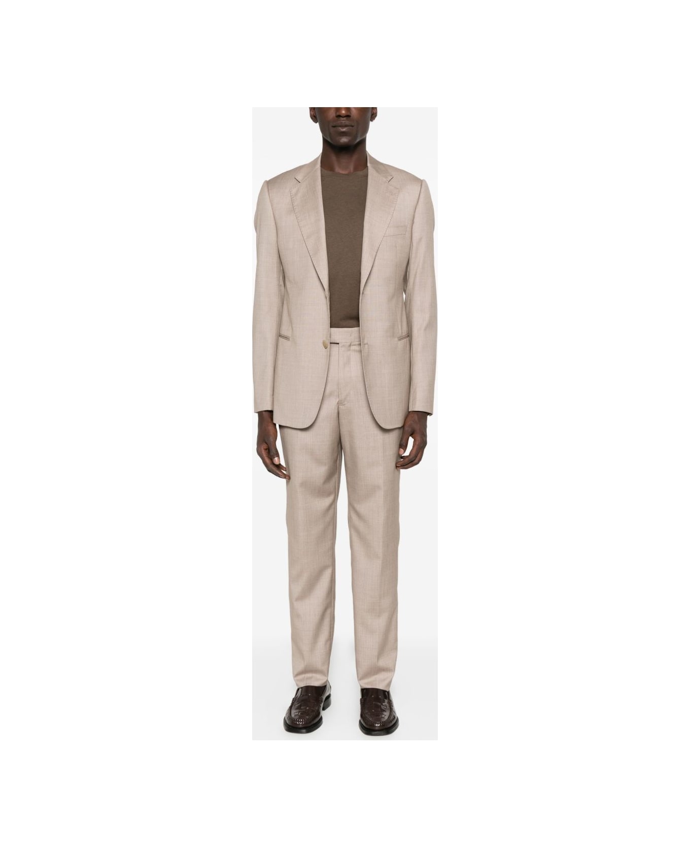 Emporio Armani Wool Single-breasted Suit - Brown