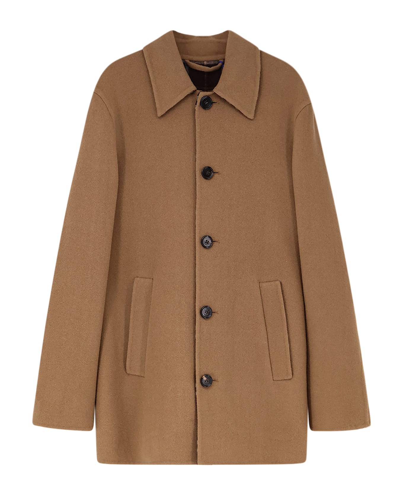 Burberry Worthing Wool Coat - CAMEL/TREACLE BN CHK