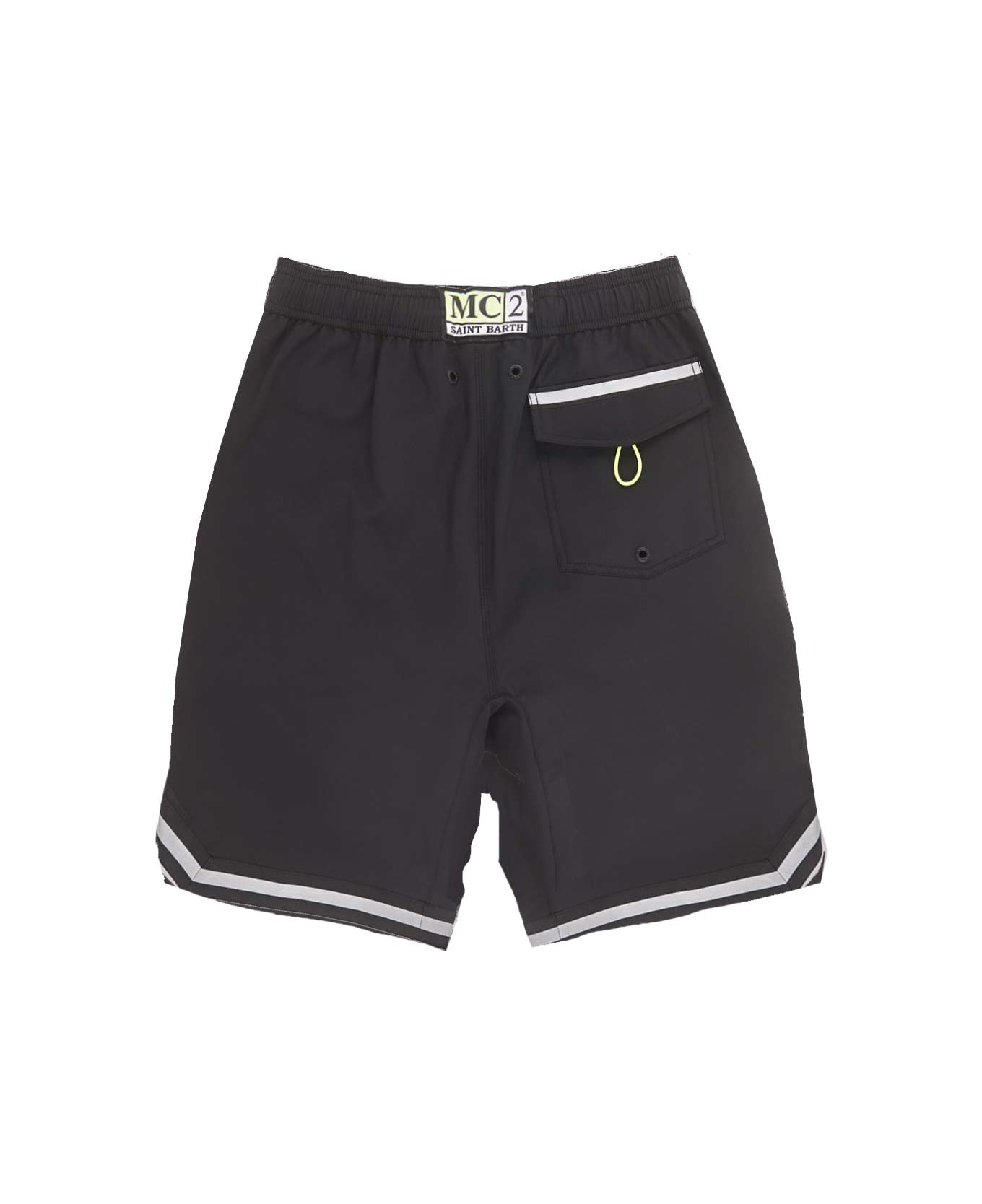 MC2 Saint Barth Black Swim Shorts Surf Style - BLACK