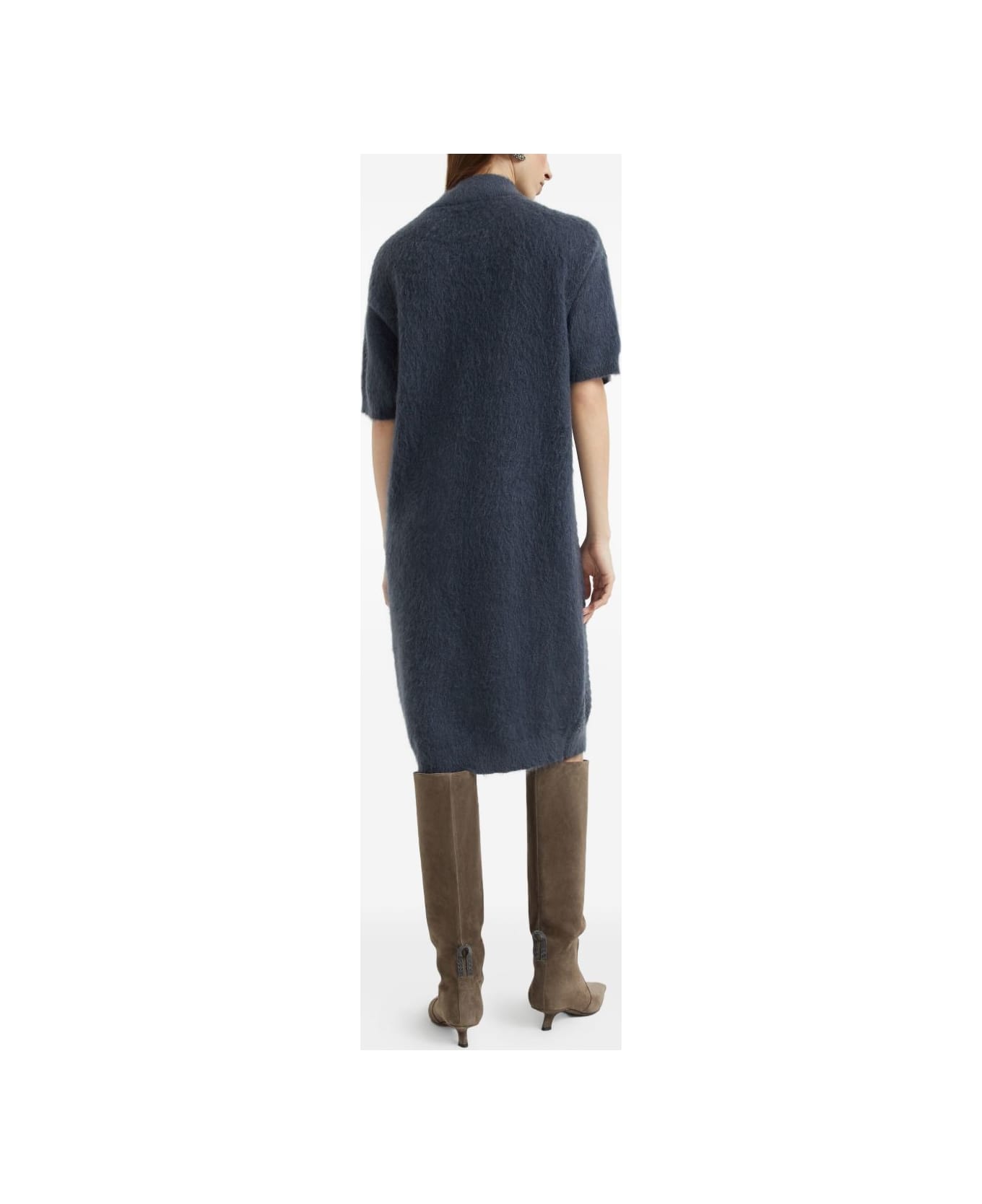 Brunello Cucinelli Wool Turtle-neck Dress - Blue