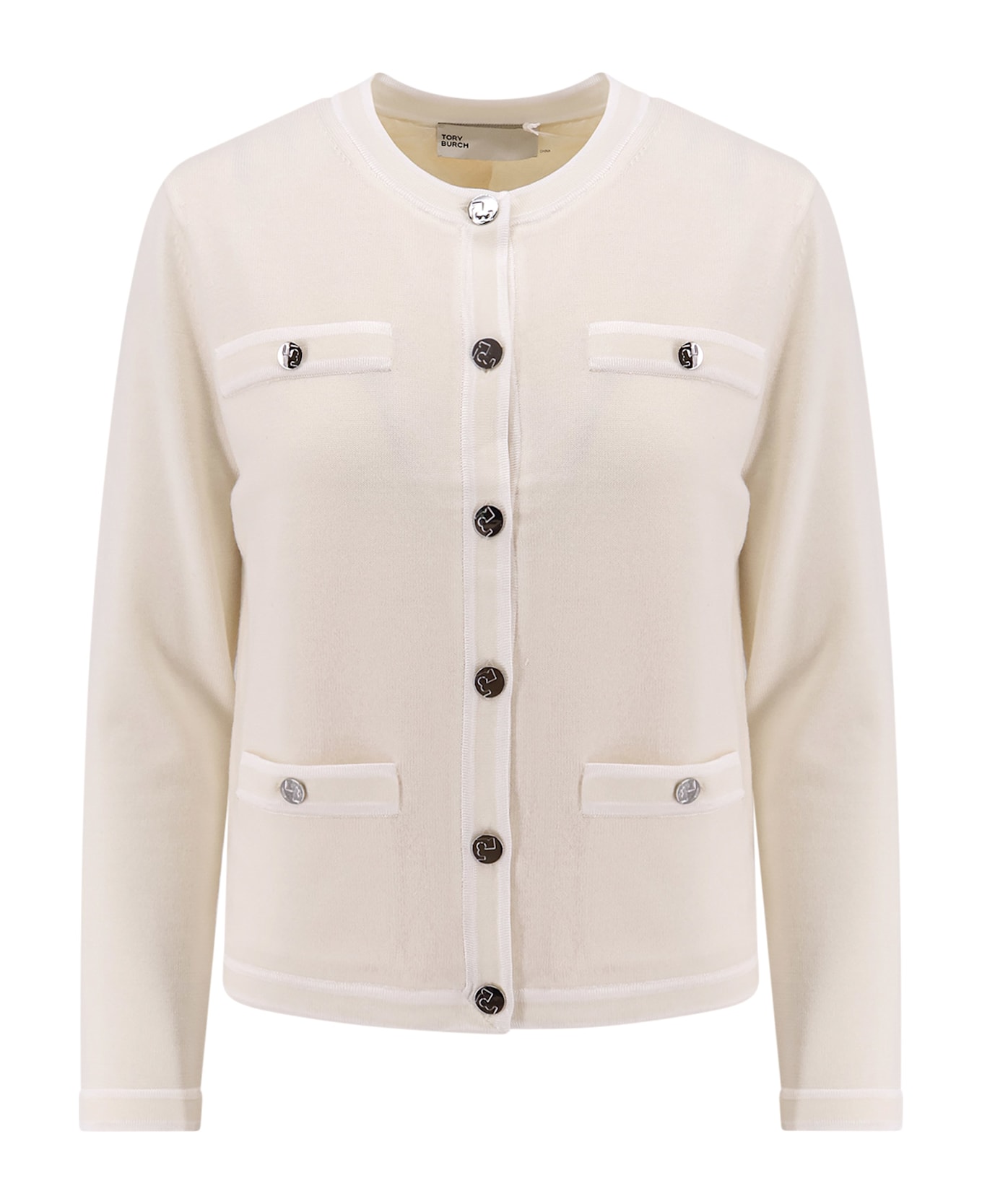 Tory Burch Kendra Cardigan - LIGHT NEW IVORY WHITE ASPARAGUS