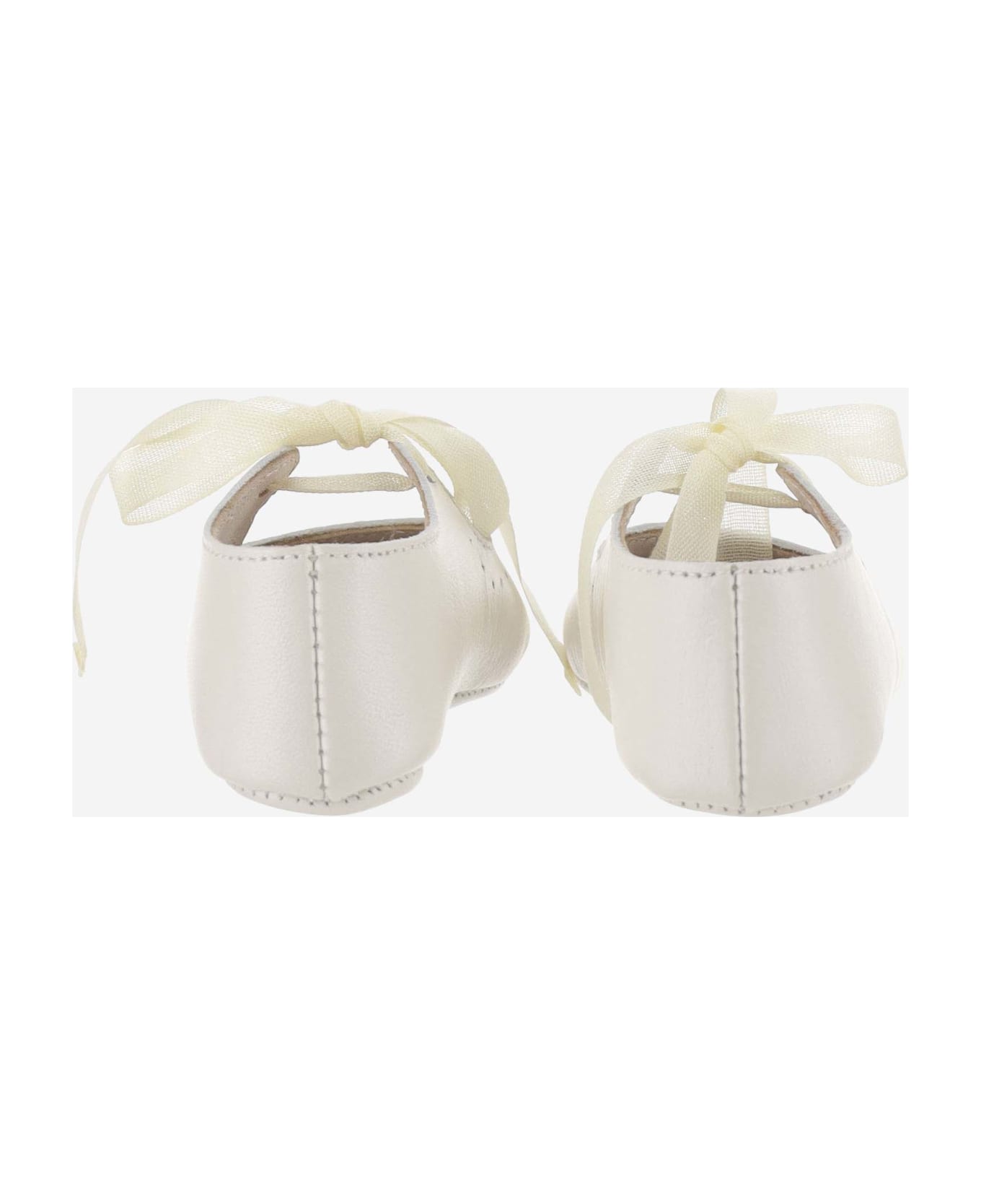 Bonpoint Nappa Leather Shoes With Bow - White