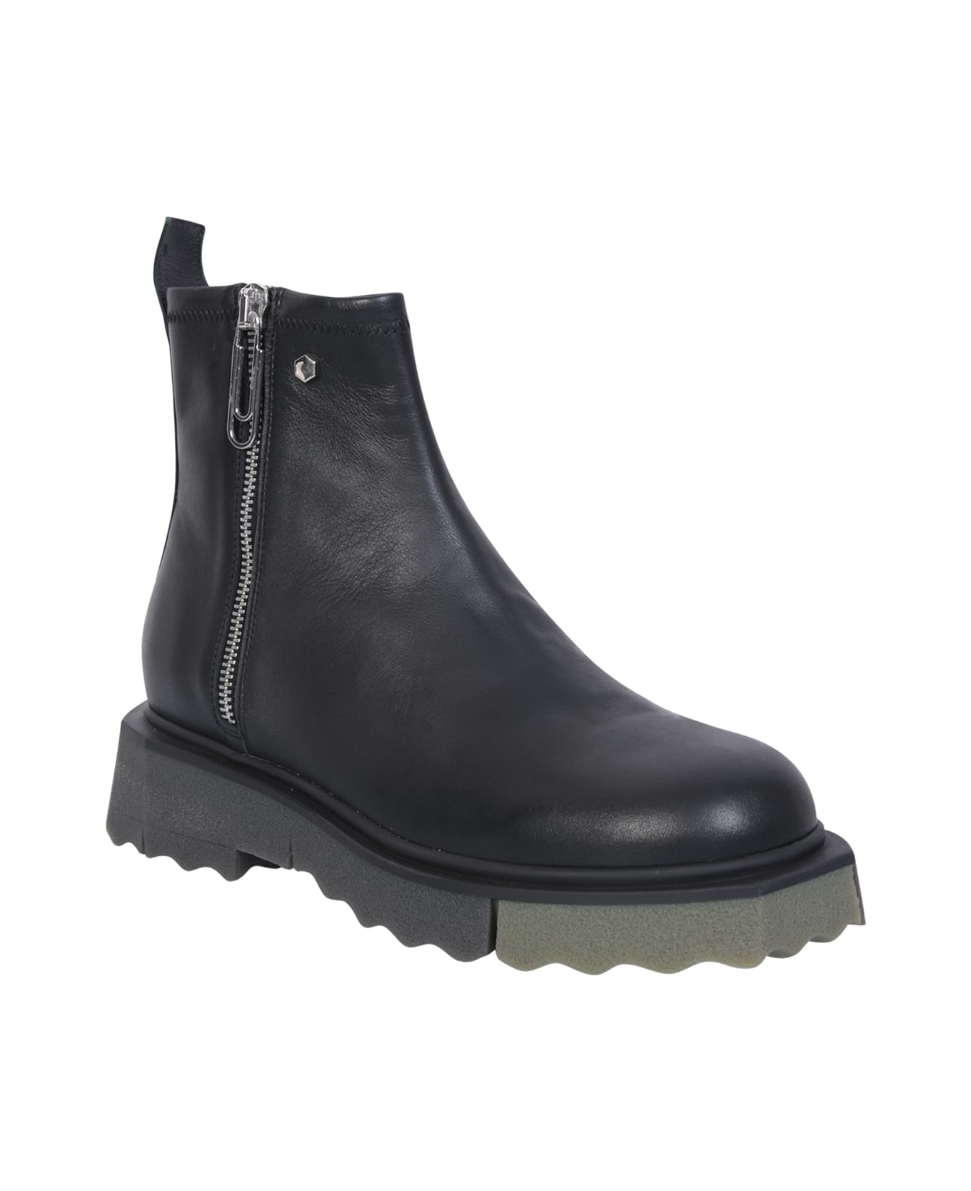 Off-White Leather Boots - Black