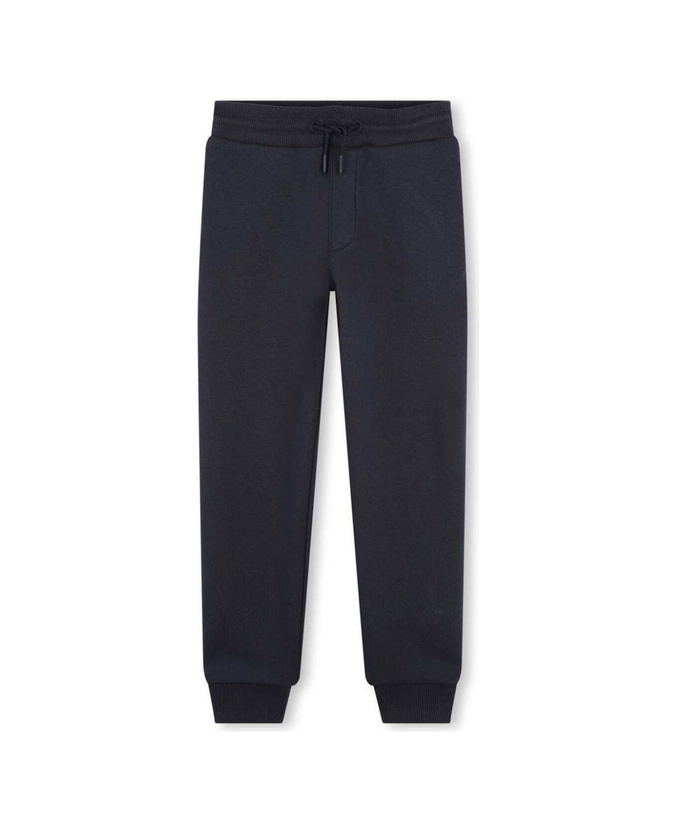 Kenzo Kids Blue Pants With Elastic Drawstring Waist And Logo Patch On The Rear In Cotton Blend Boy - Blu