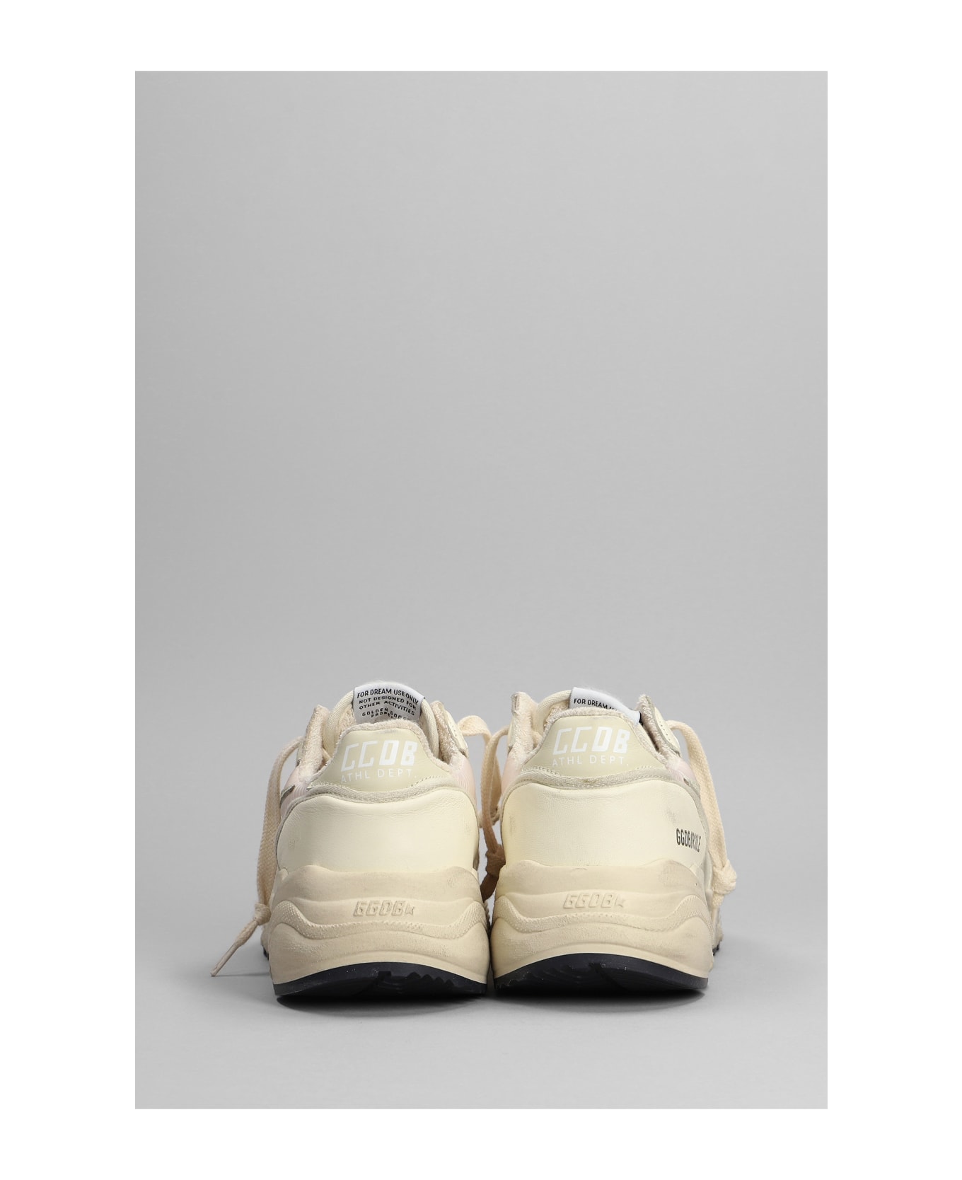 Golden Goose Running Sneakers In Beige Leather And Fabric - beige