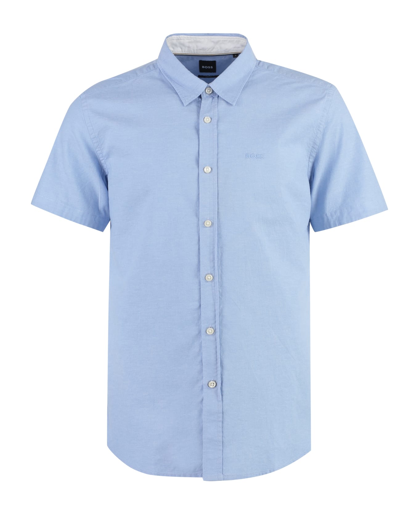 Hugo Boss Short Sleeve Cotton Shirt - Light Blue