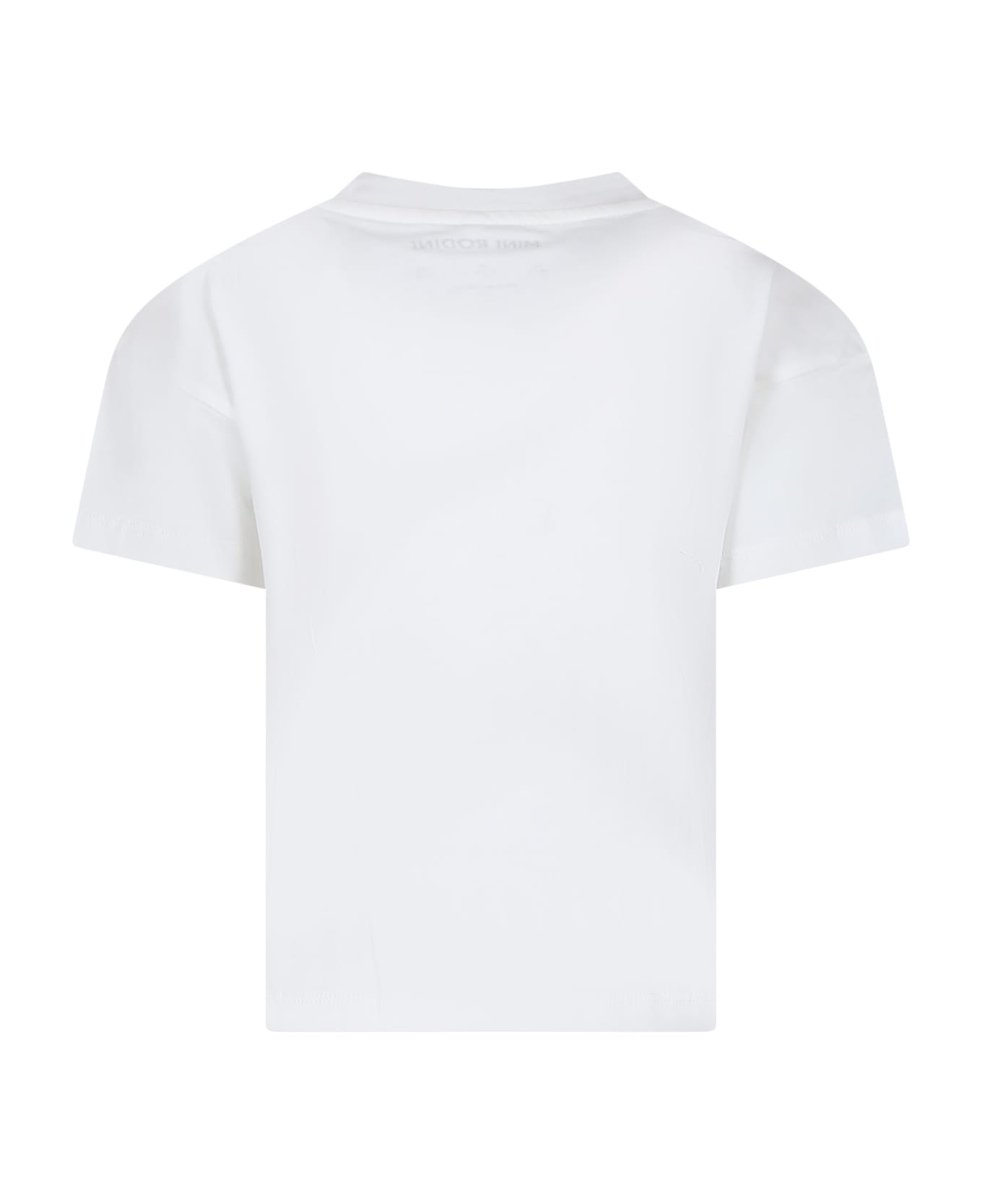 Mini Rodini White T-shirt For Kids With Basketball - White