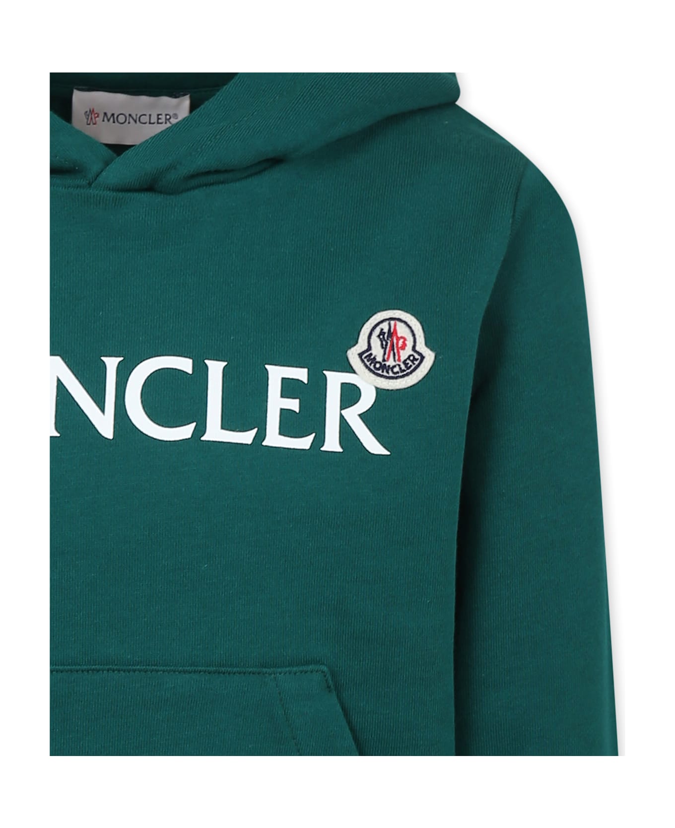 Moncler Green Sweatshirt For Kids With Logo - Green