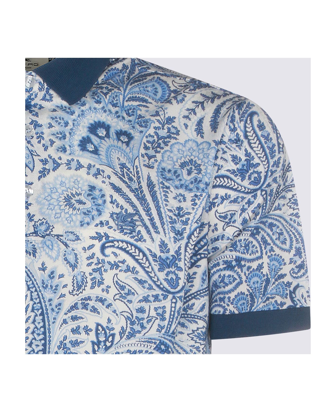 Etro Light Blue Cotton Polo Shirts - Blue