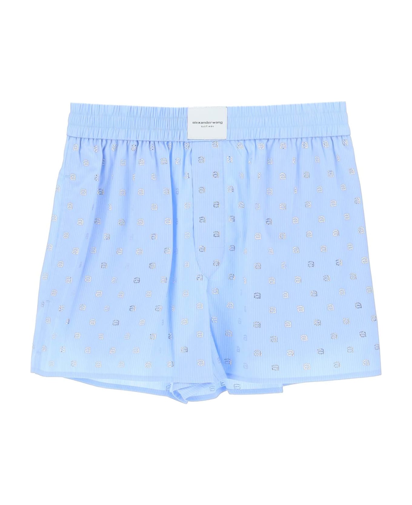 Alexander Wang Boxer Shorts With Rhineston Monogram - LIGHT BLUE WHITE (Light blue)