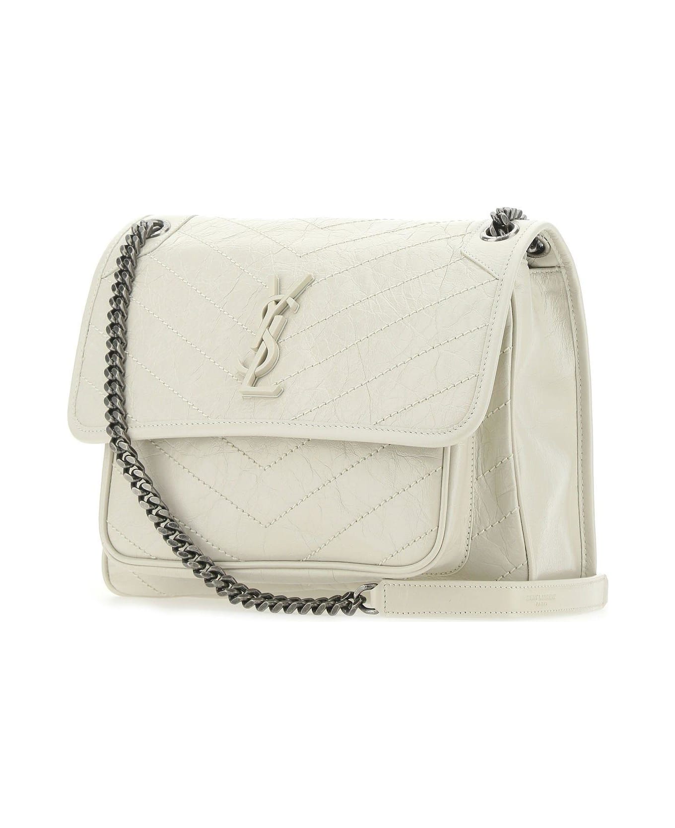 Saint Laurent Ivory Leather Medium Niki Shoulder Bag - White