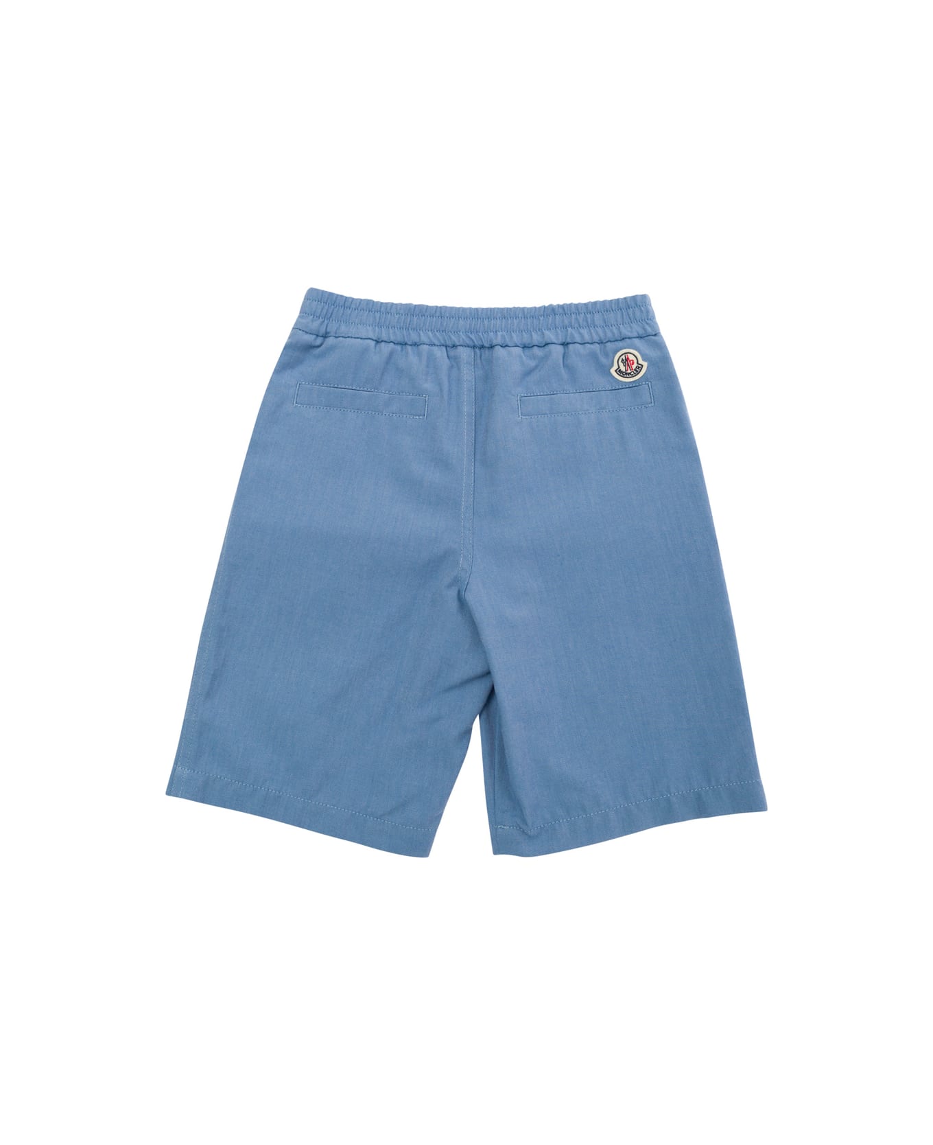 Moncler Light Blue Bermuda Shorts With Logo Applique In Cotton Boy - Light blue