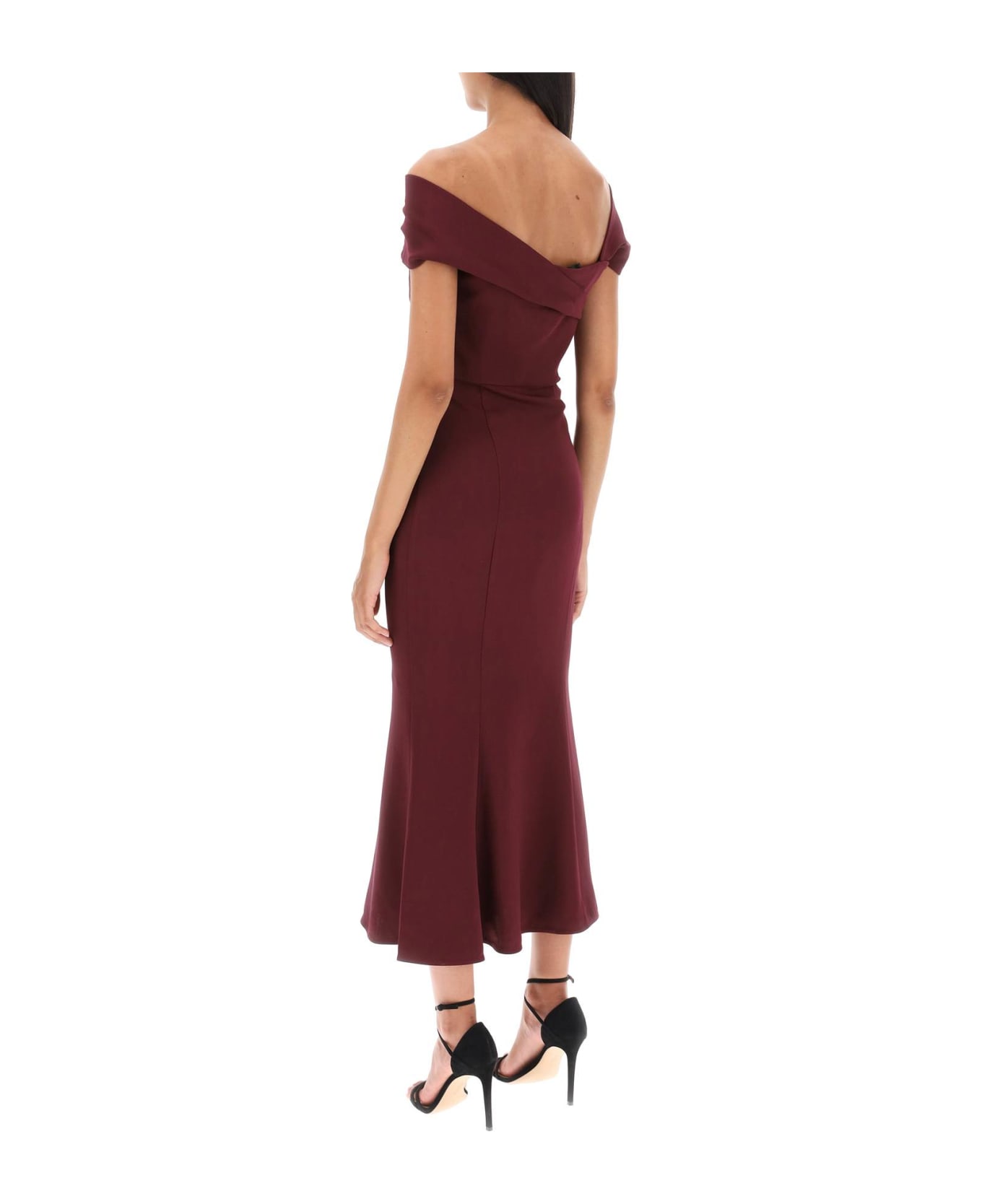 Roland Mouret Stretch Cady Midi Dress With Twisted Detail - MAROON (Purple)