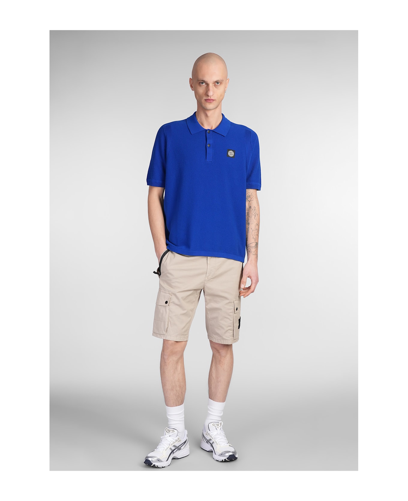 Stone Island Polo In Blue Cotton - blue