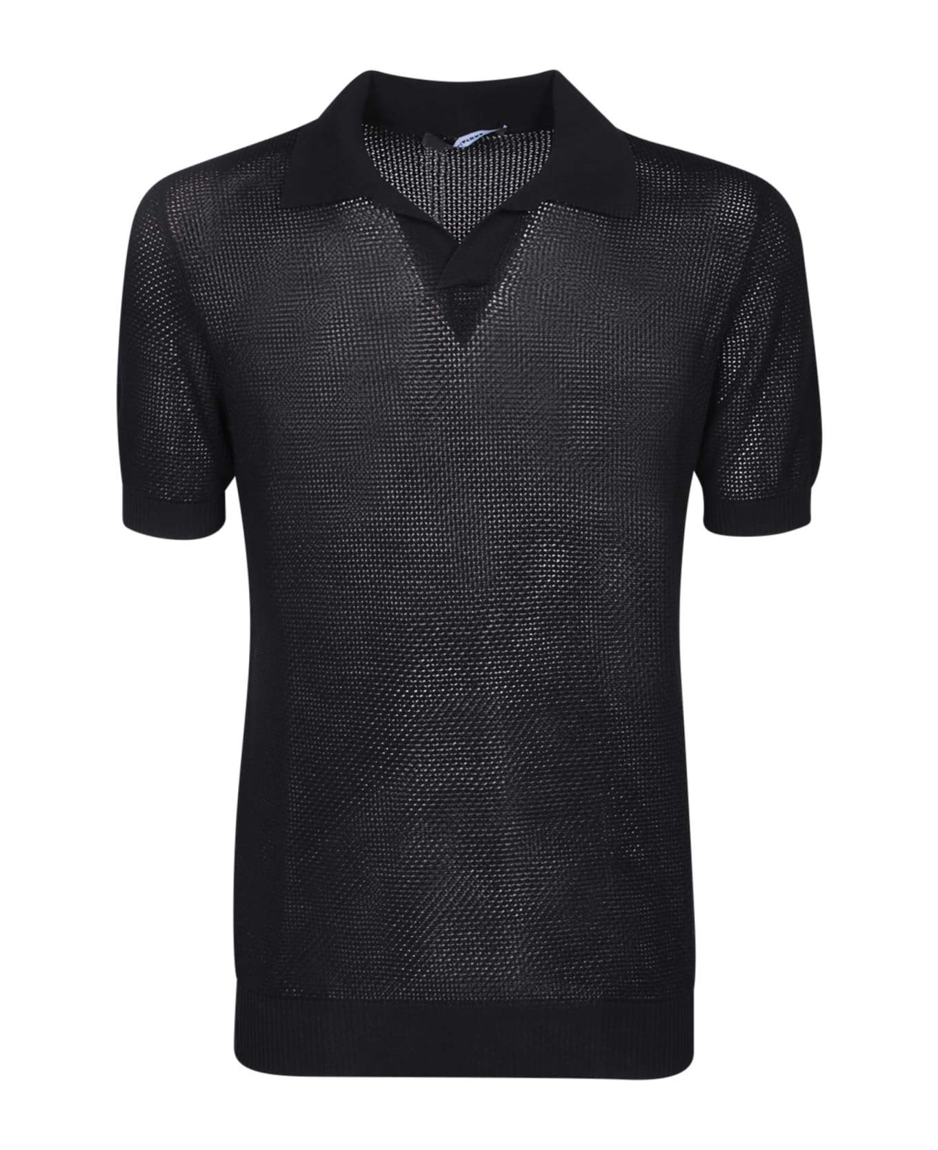 Tagliatore Crochet Black Polo Shirt - Black
