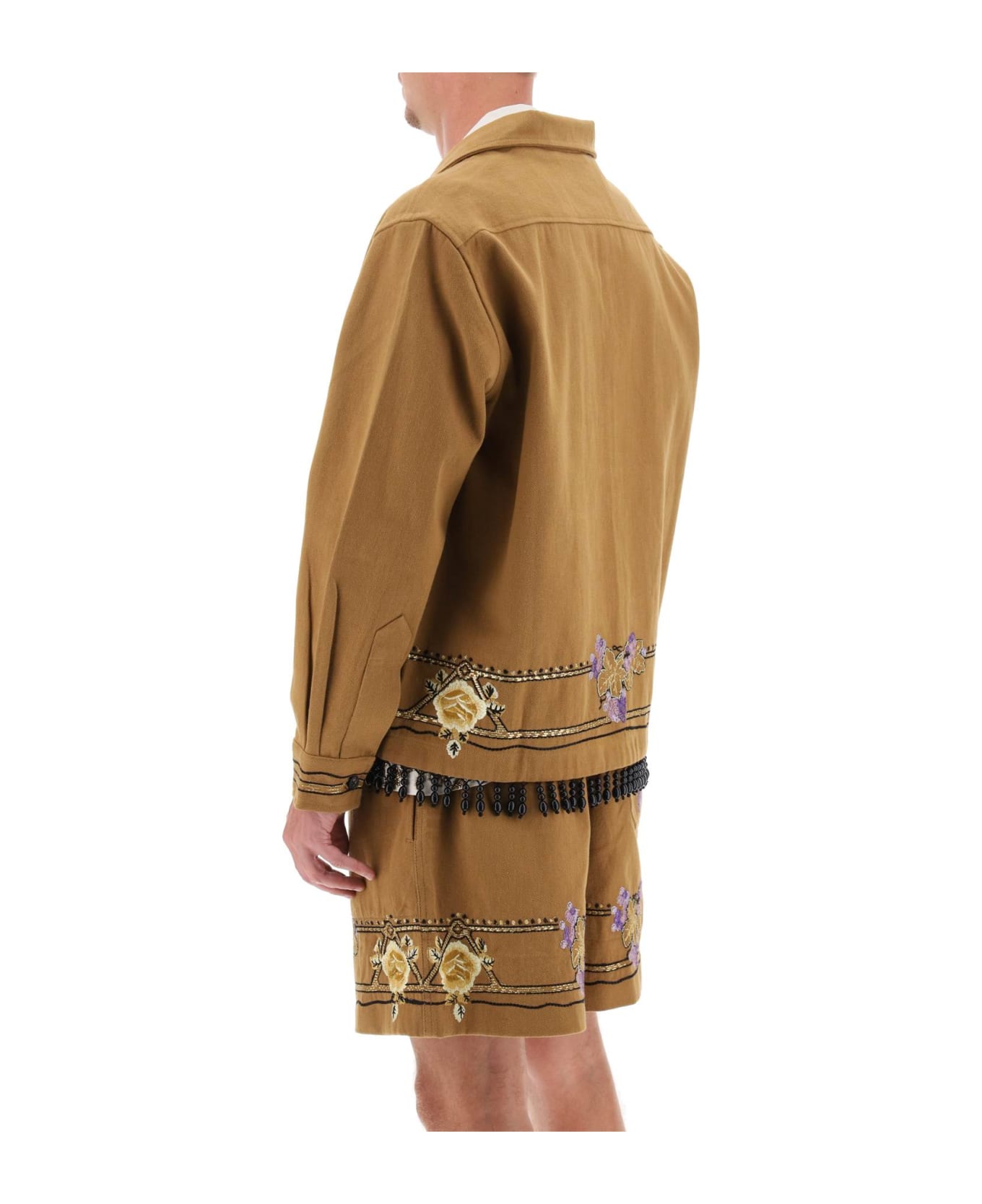 Bode Autumn Royal Overshirt With Embroideries And Beadworks - BROWN MULTI (Brown)